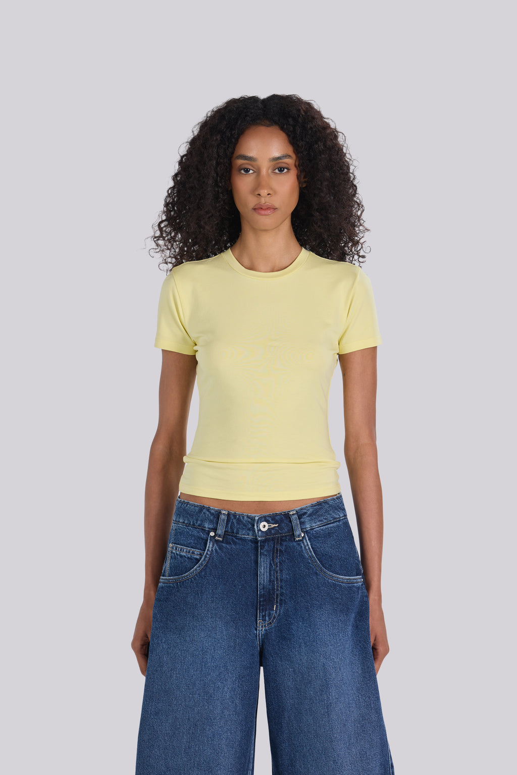 SHORT SLEEVE ROUND NECK T-SHIRT YELLOW
