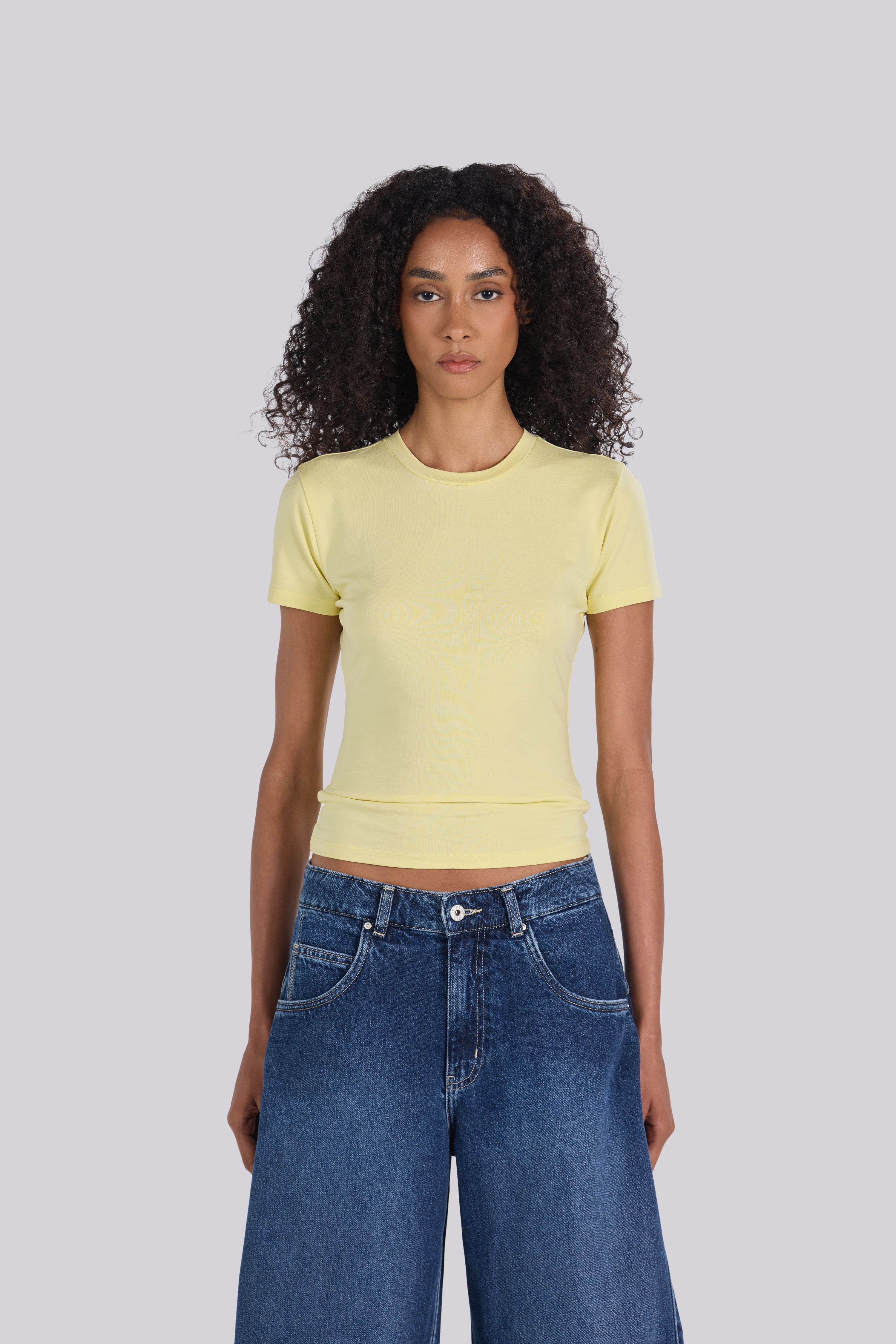 SHORT SLEEVE ROUND NECK T-SHIRT YELLOW