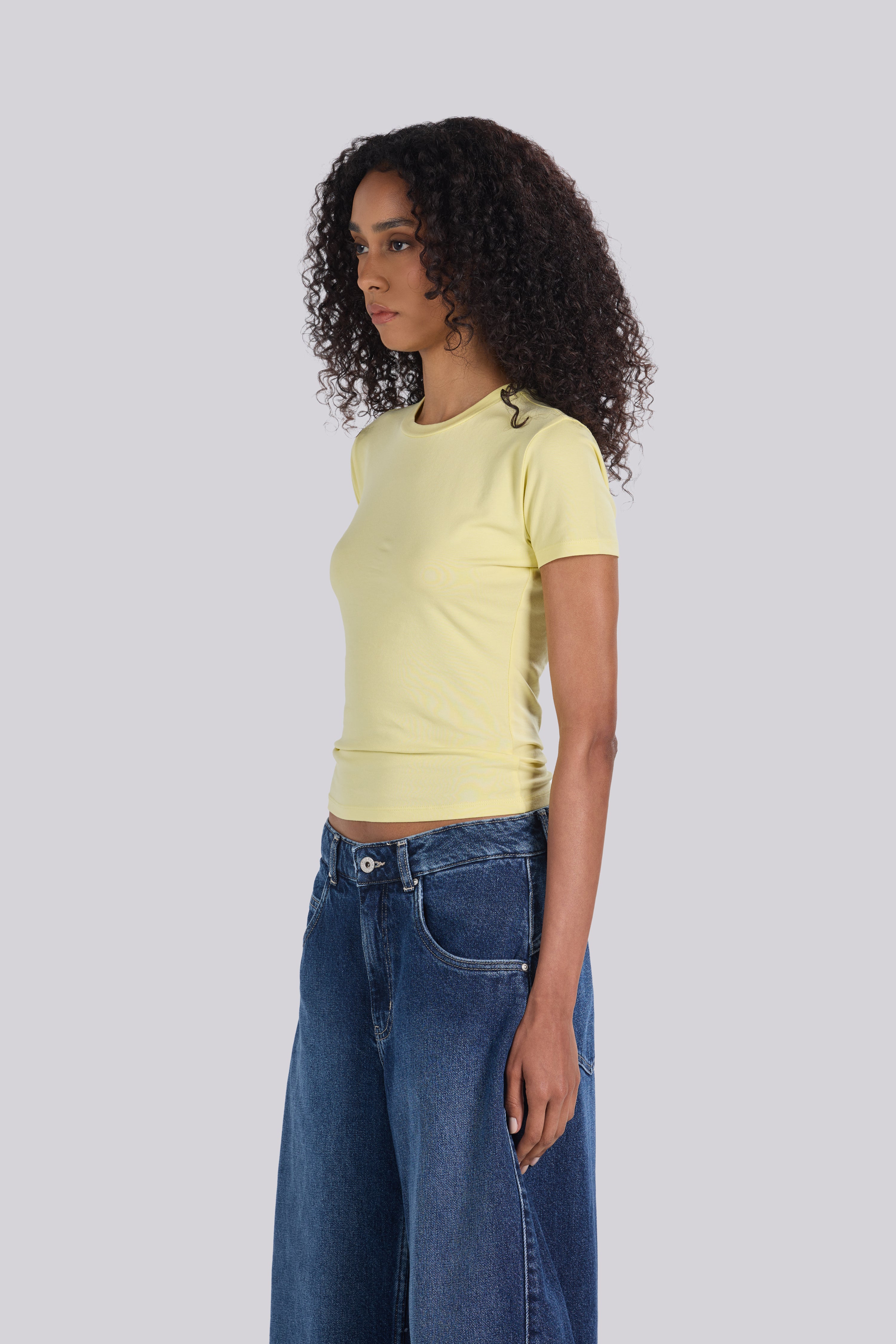 SHORT SLEEVE ROUND NECK T-SHIRT YELLOW