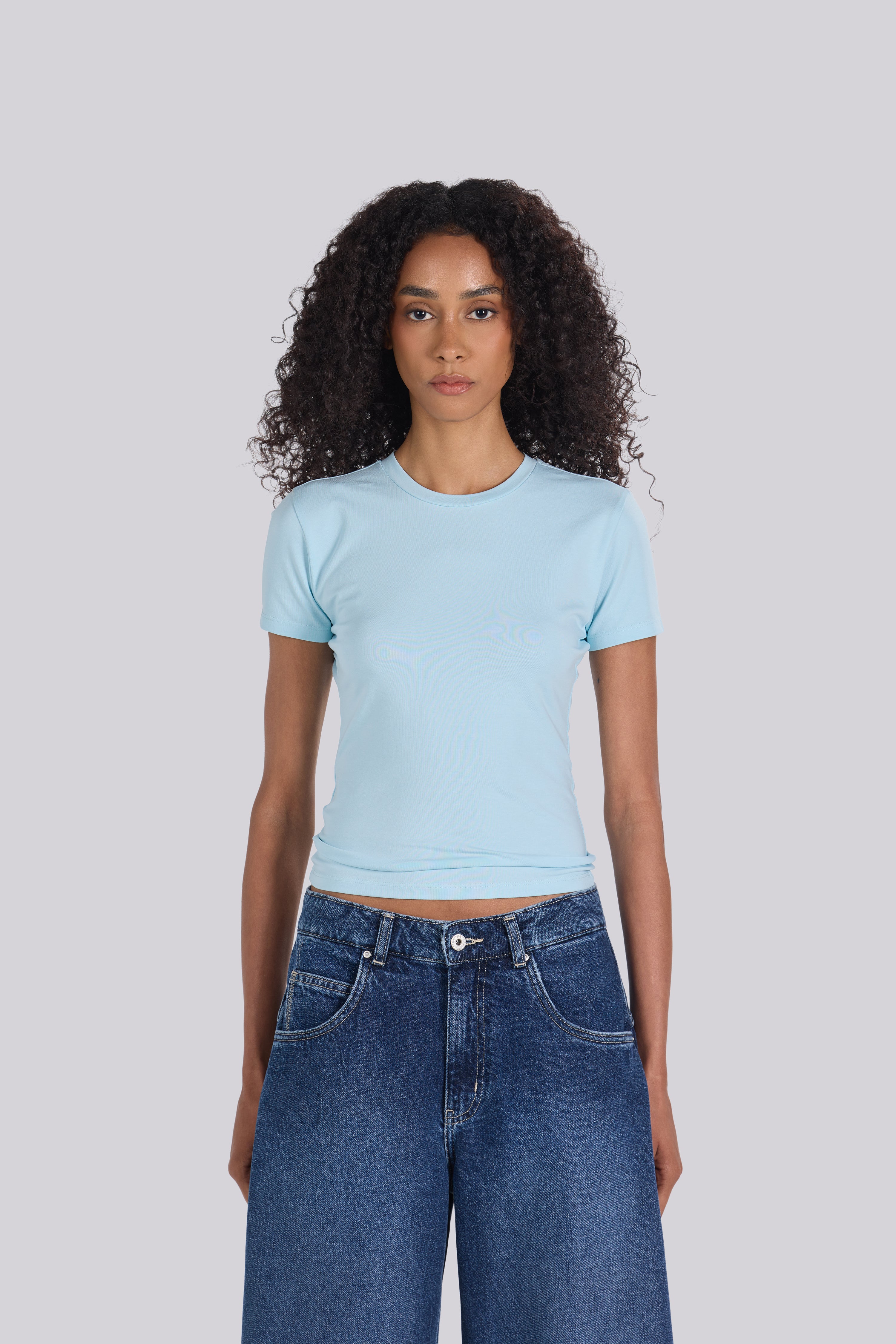 SHORT SLEEVE ROUND NECK T-SHIRT BABY BLUE