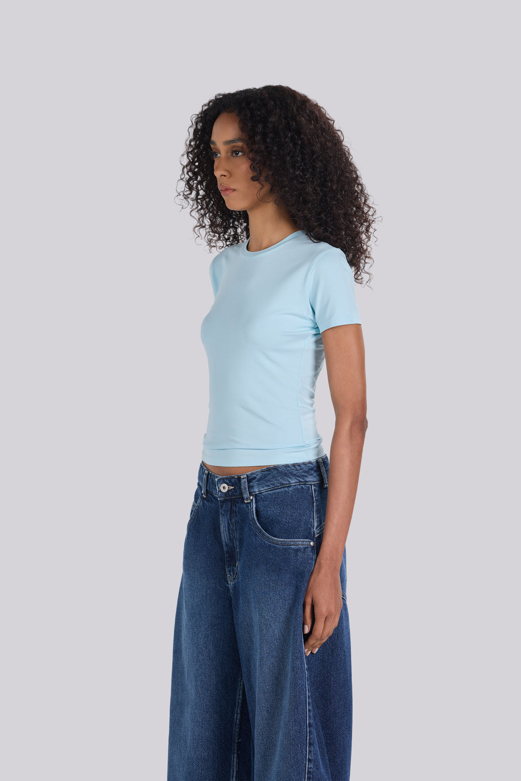 SHORT SLEEVE ROUND NECK T-SHIRT BABY BLUE