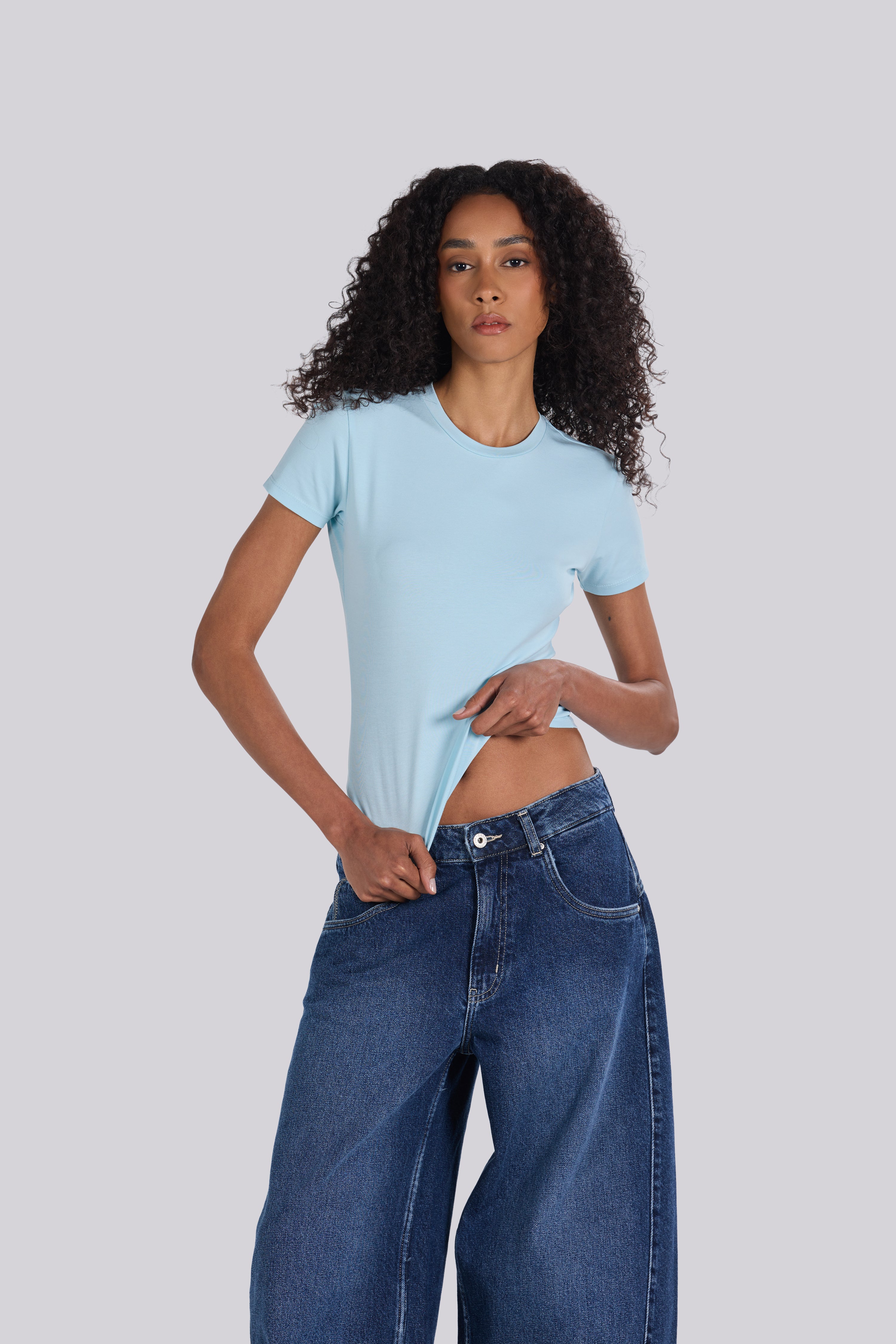 SHORT SLEEVE ROUND NECK T-SHIRT BABY BLUE