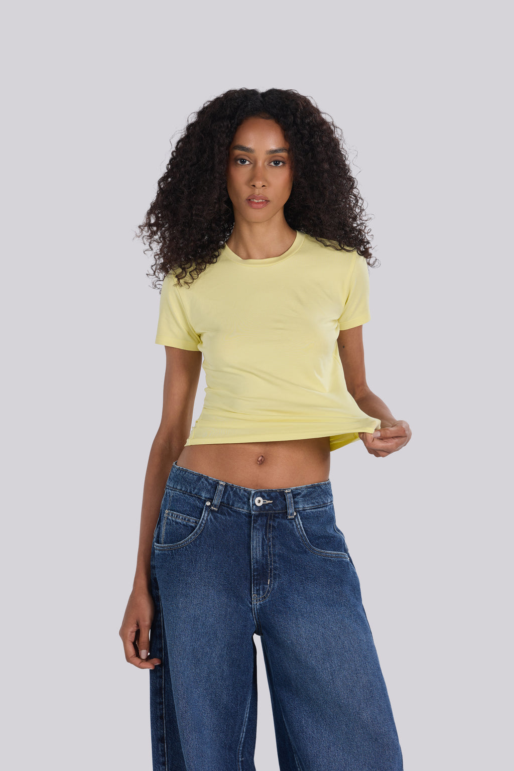 SHORT SLEEVE ROUND NECK T-SHIRT YELLOW