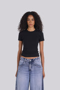 SHORT SLEEVE ROUND NECK T-SHIRT BLACK