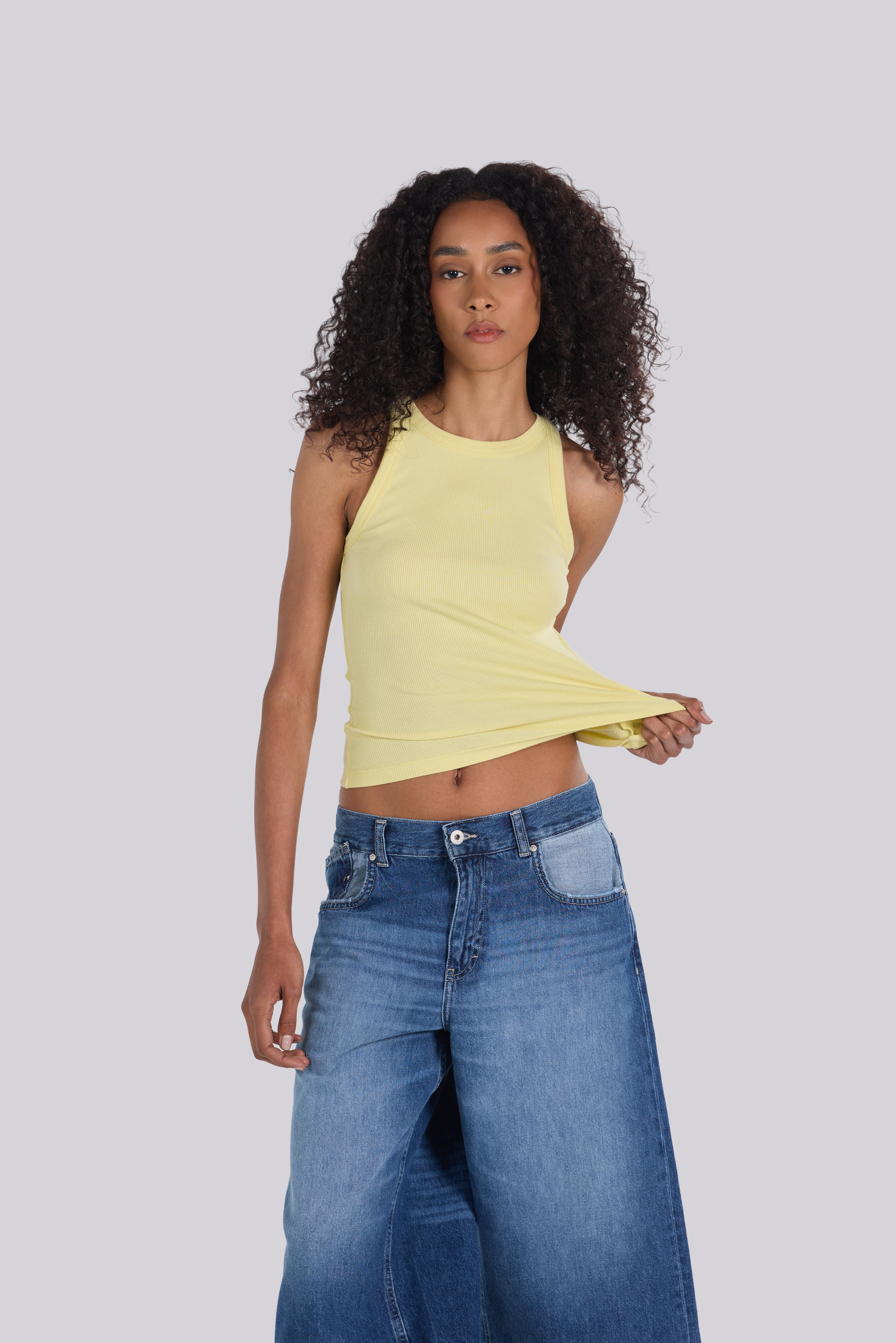 ROUND NECK TANK TOP YELLOW