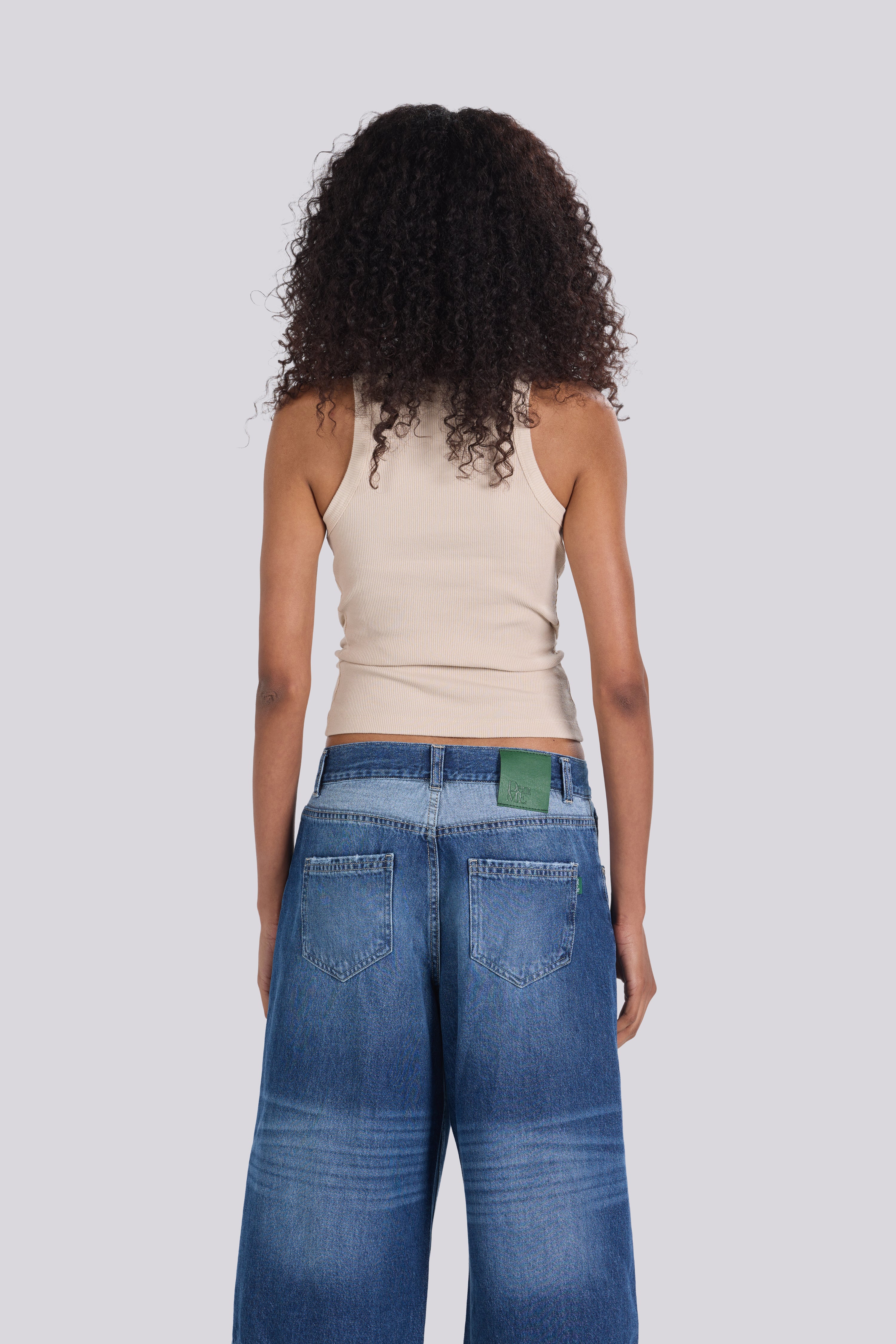 ROUND NECK TANK TOP BEIGE