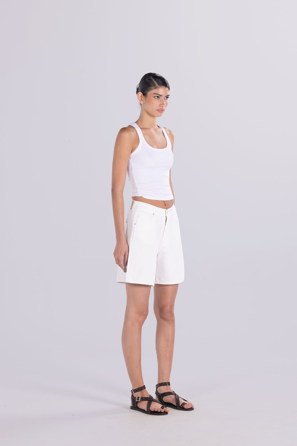 SKY DENIM SHORT WHITE