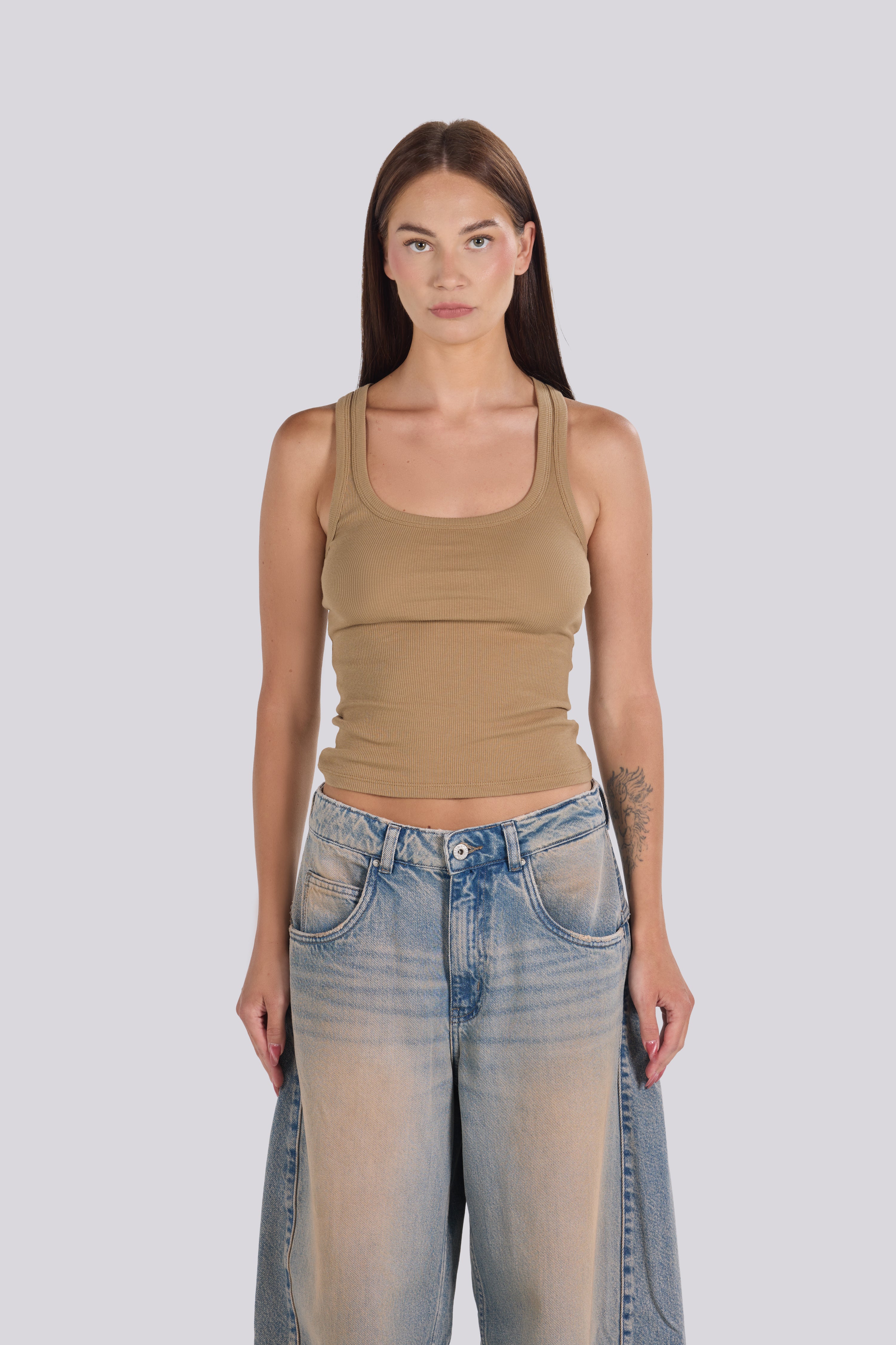 U- NECK TANK TOP CAFFE