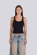 U- NECK TANK TOP BLACK