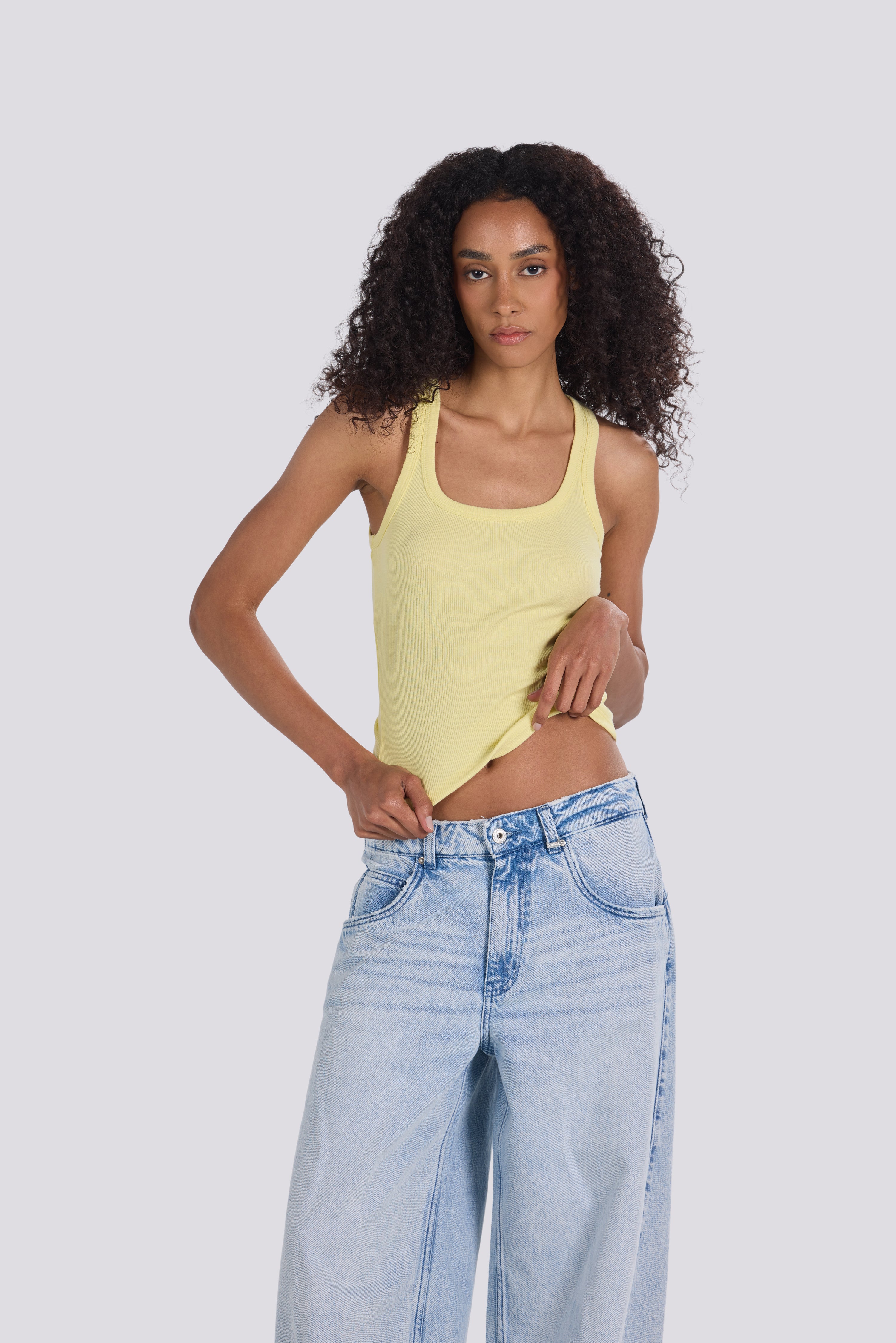 U- NECK TANK TOP YELLOW