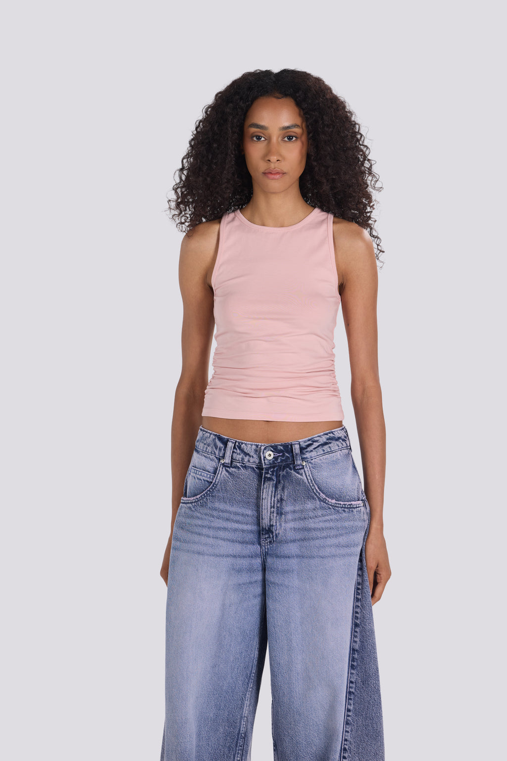 BASIC RUCHED TOP PINK