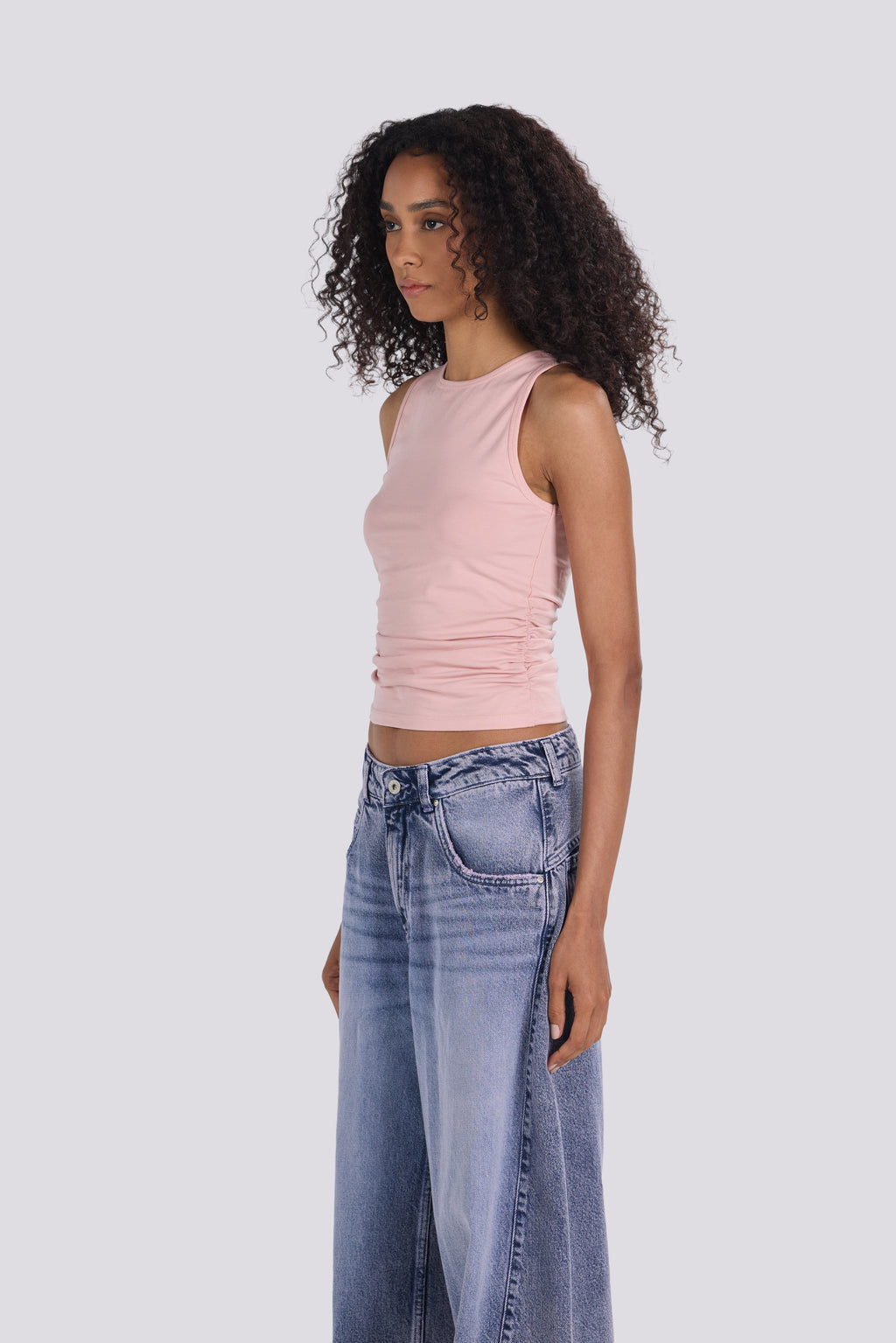 BASIC RUCHED TOP PINK