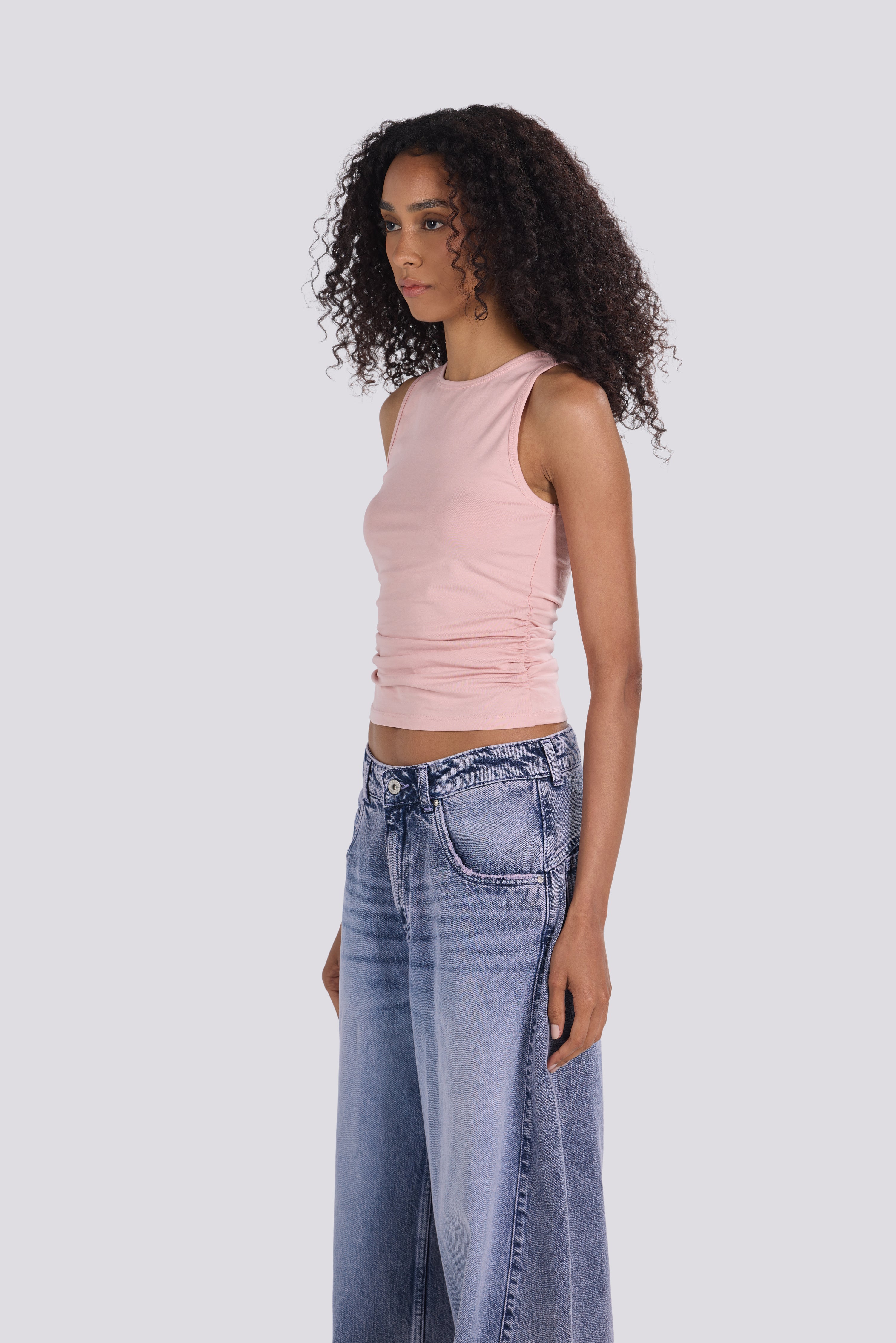 BASIC RUCHED TOP PINK