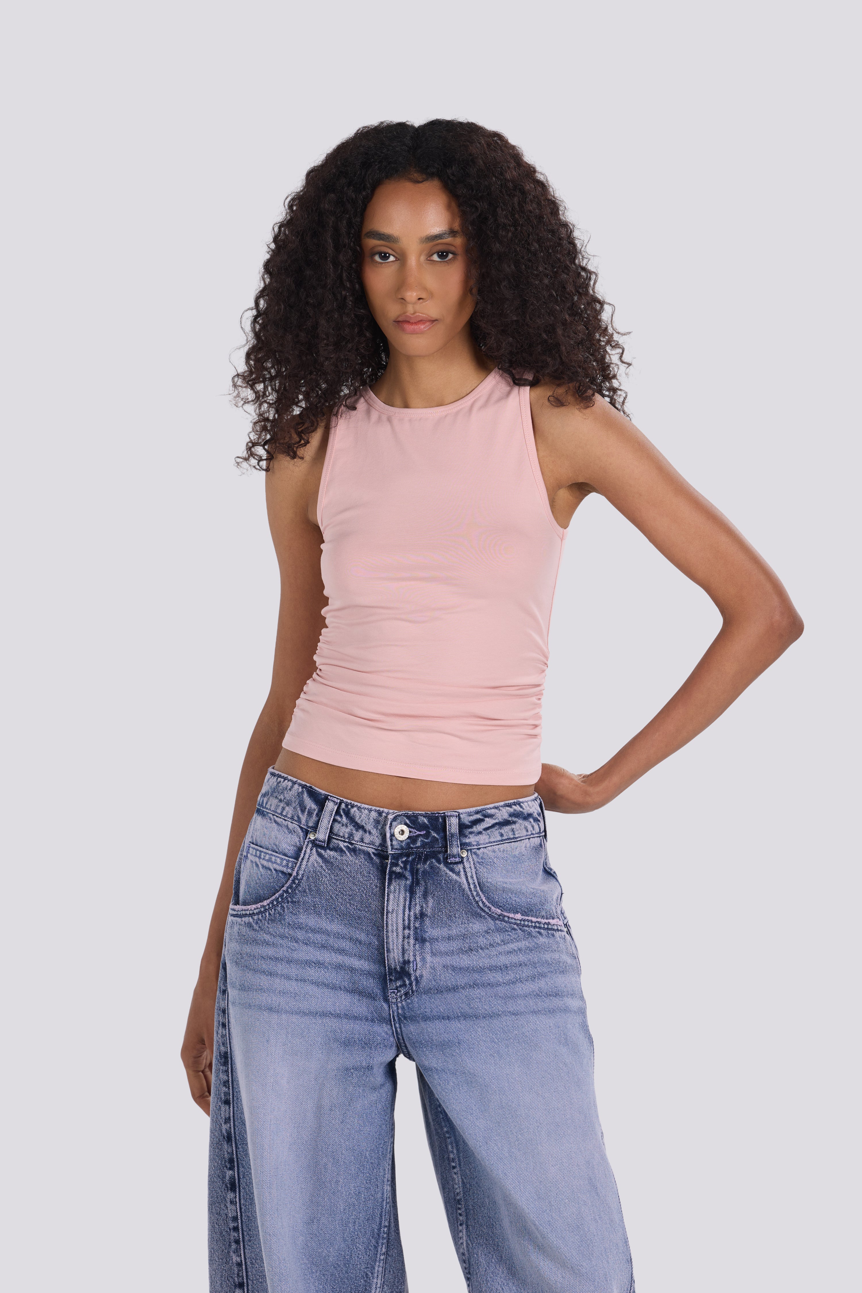 BASIC RUCHED TOP PINK
