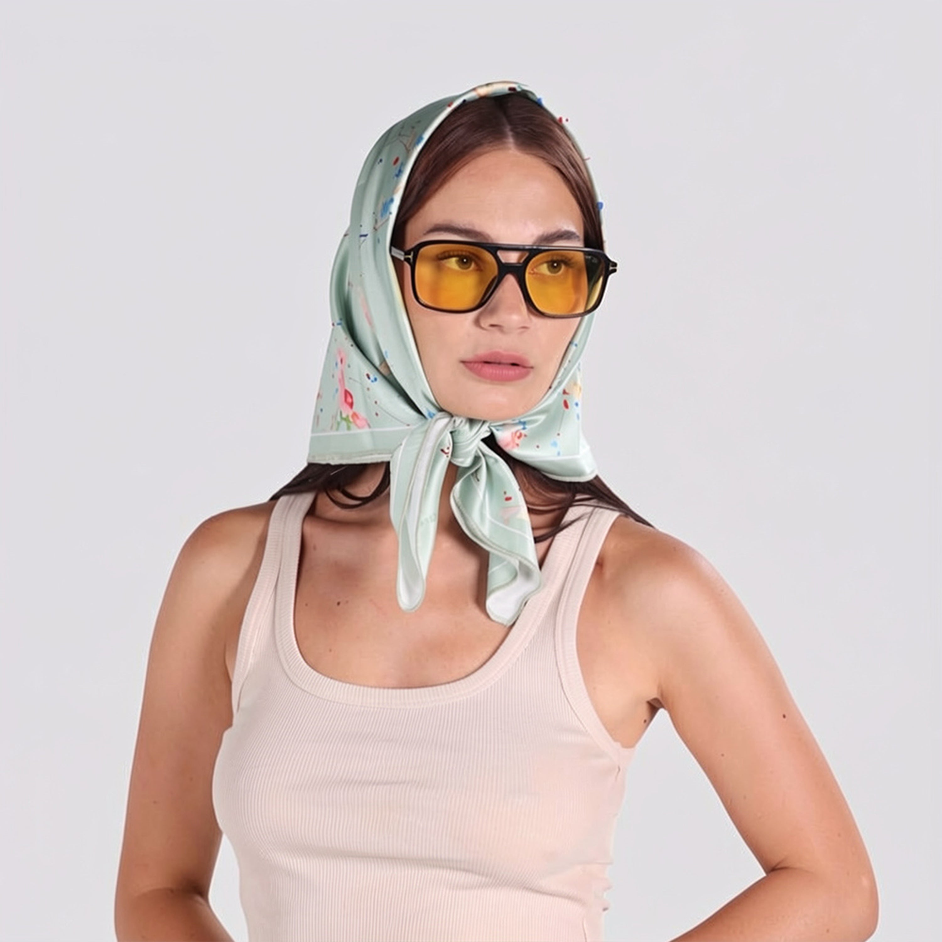FLORAL SCARF MINT GREEN