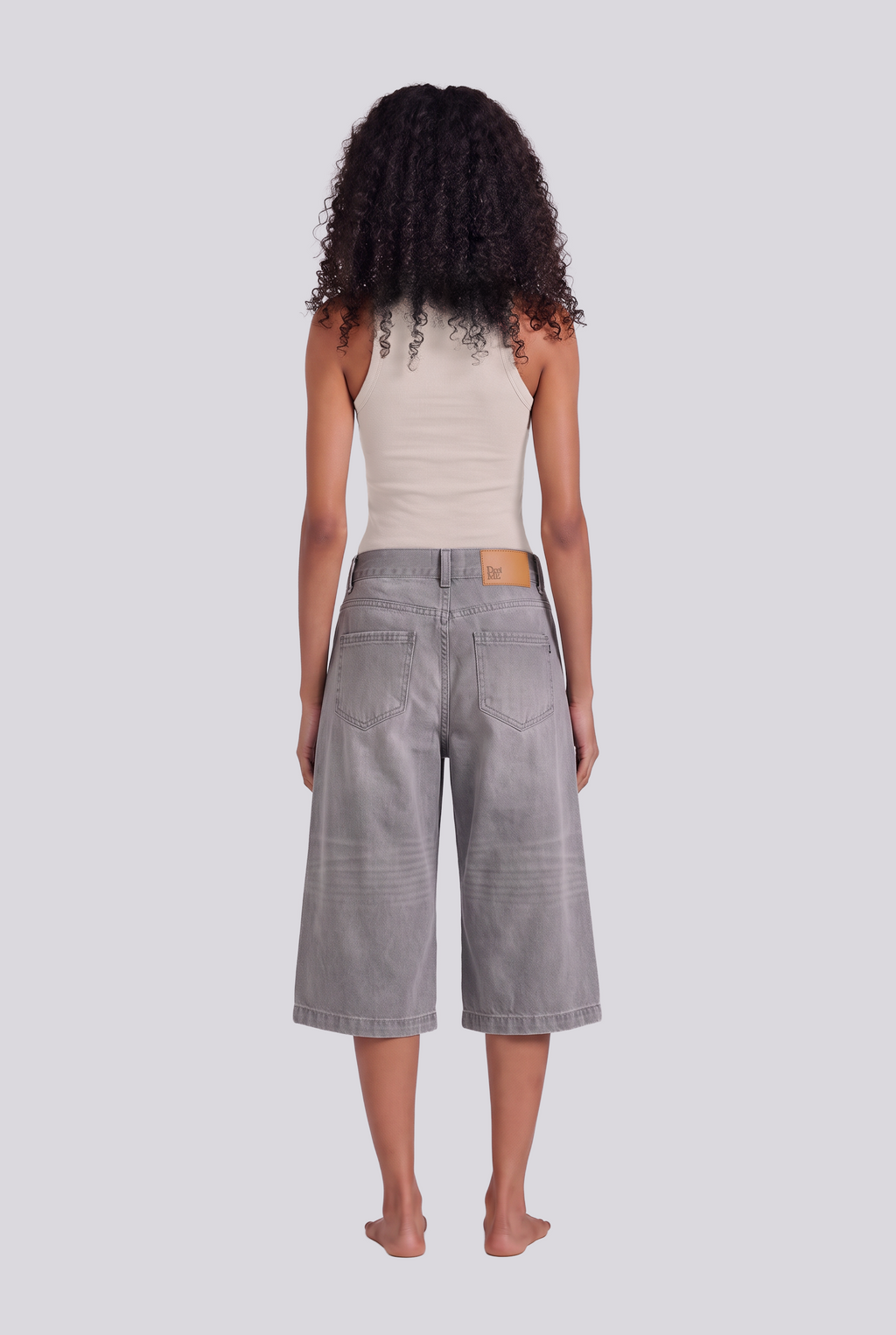 ANN DENIM JORTS GRAY