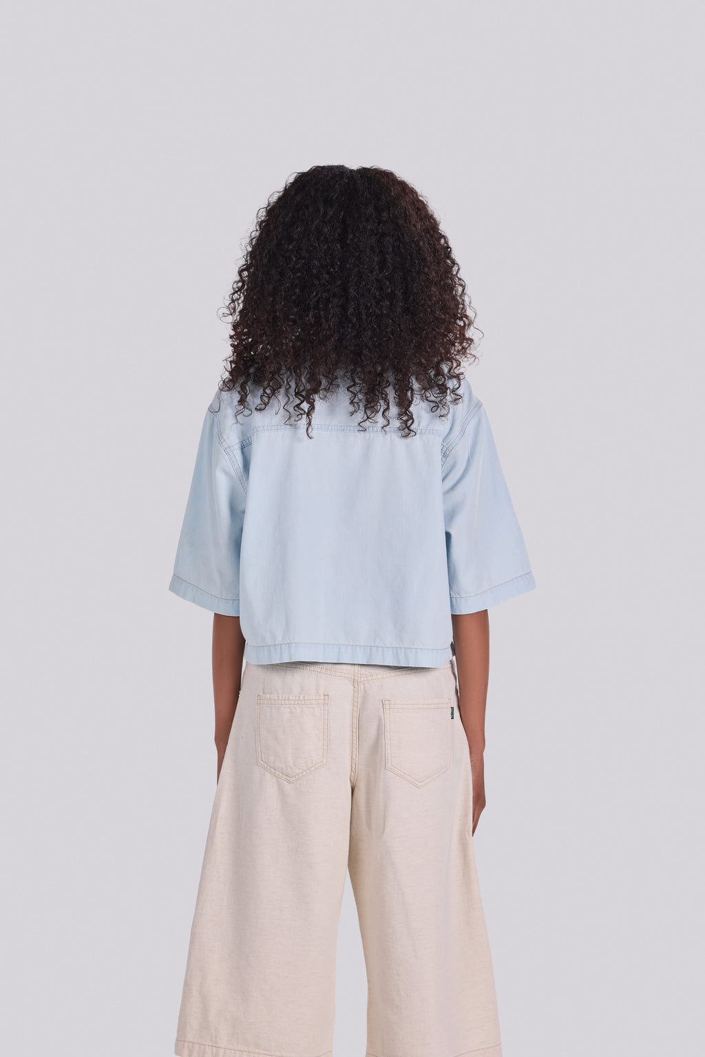 DONA OVERSIZED CROPPED DENIM SHIRT D4