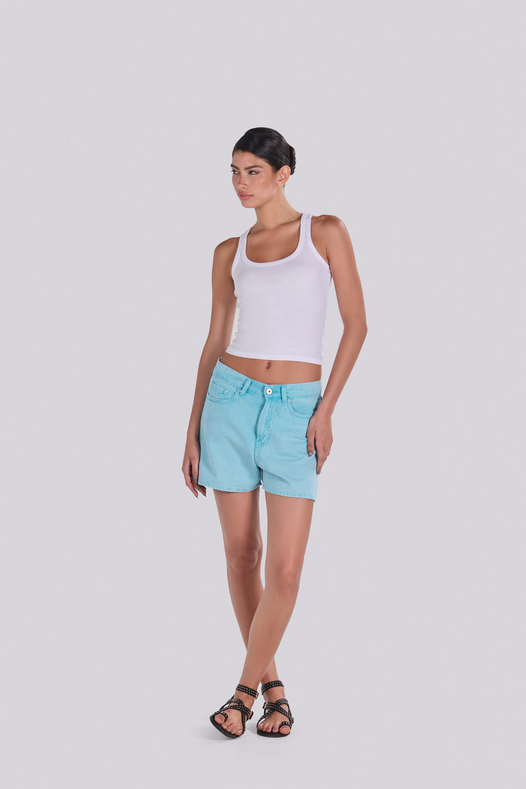 KIM DENIM SHORT TURQUOISE
