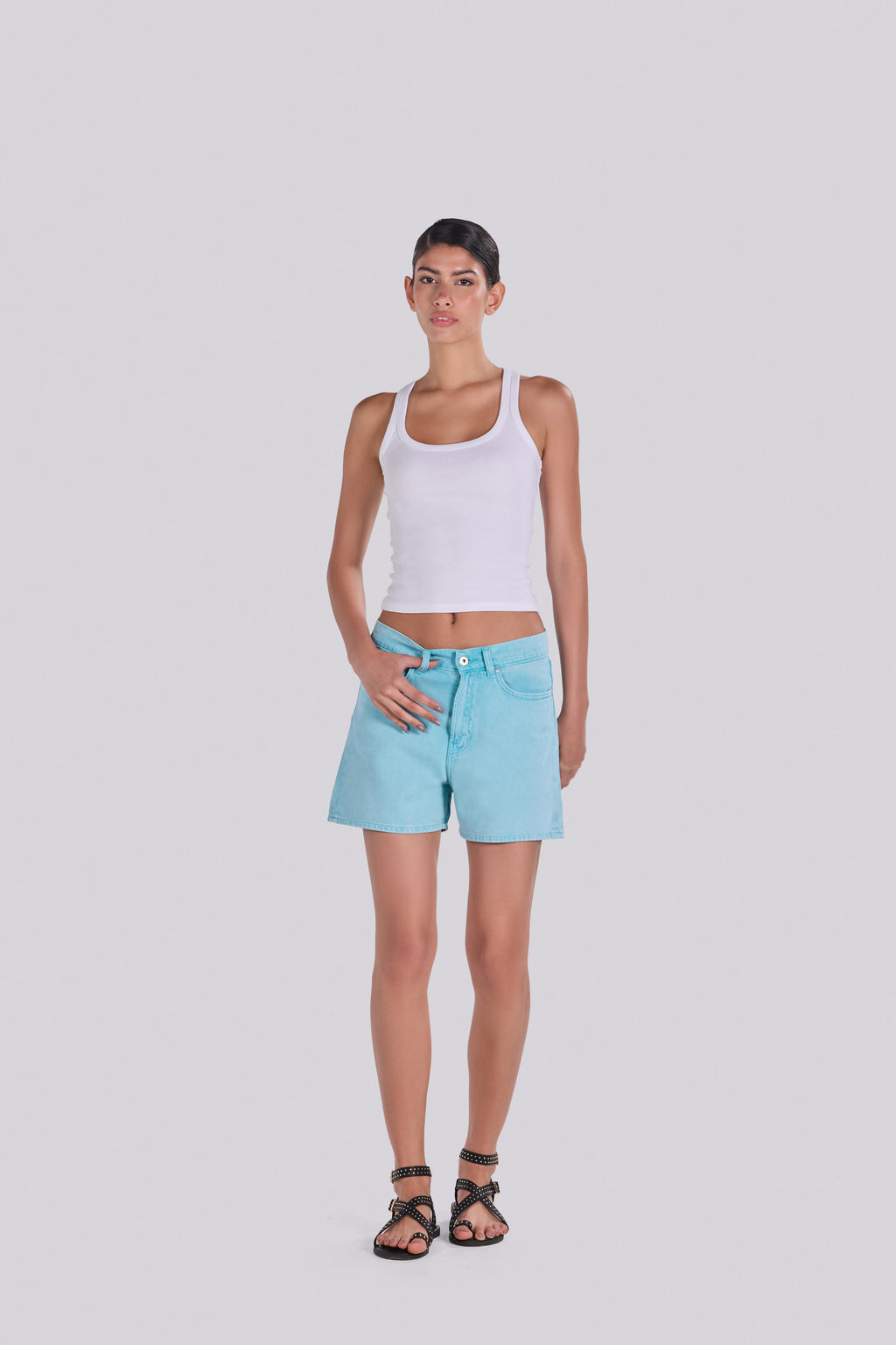 KIM DENIM SHORT TURQUOISE