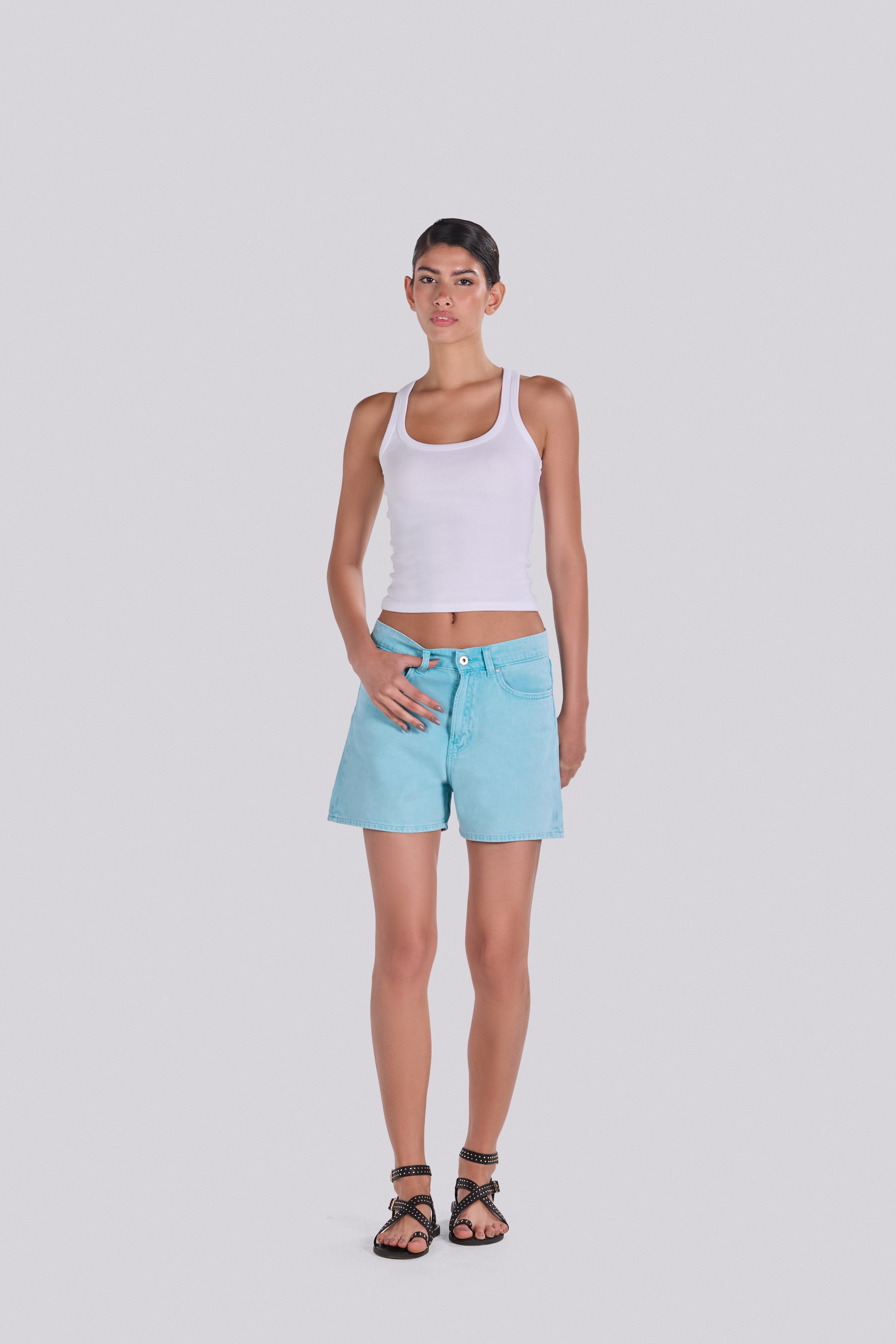 KIM DENIM SHORT TURQUOISE