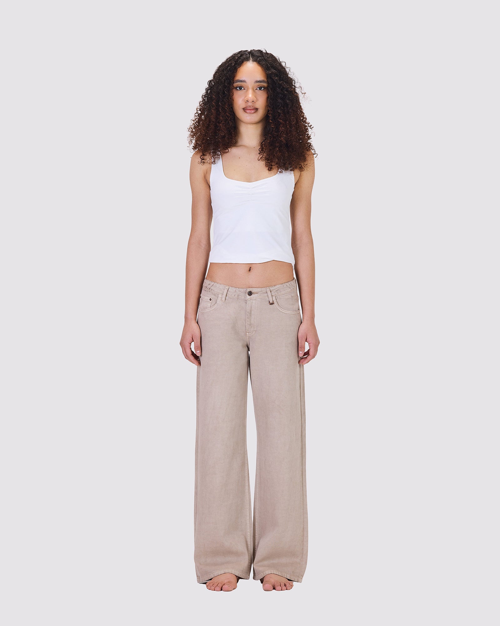 LUCIA - LOOSE DENIM - MID RISE - BAGGY FIT BEIGE