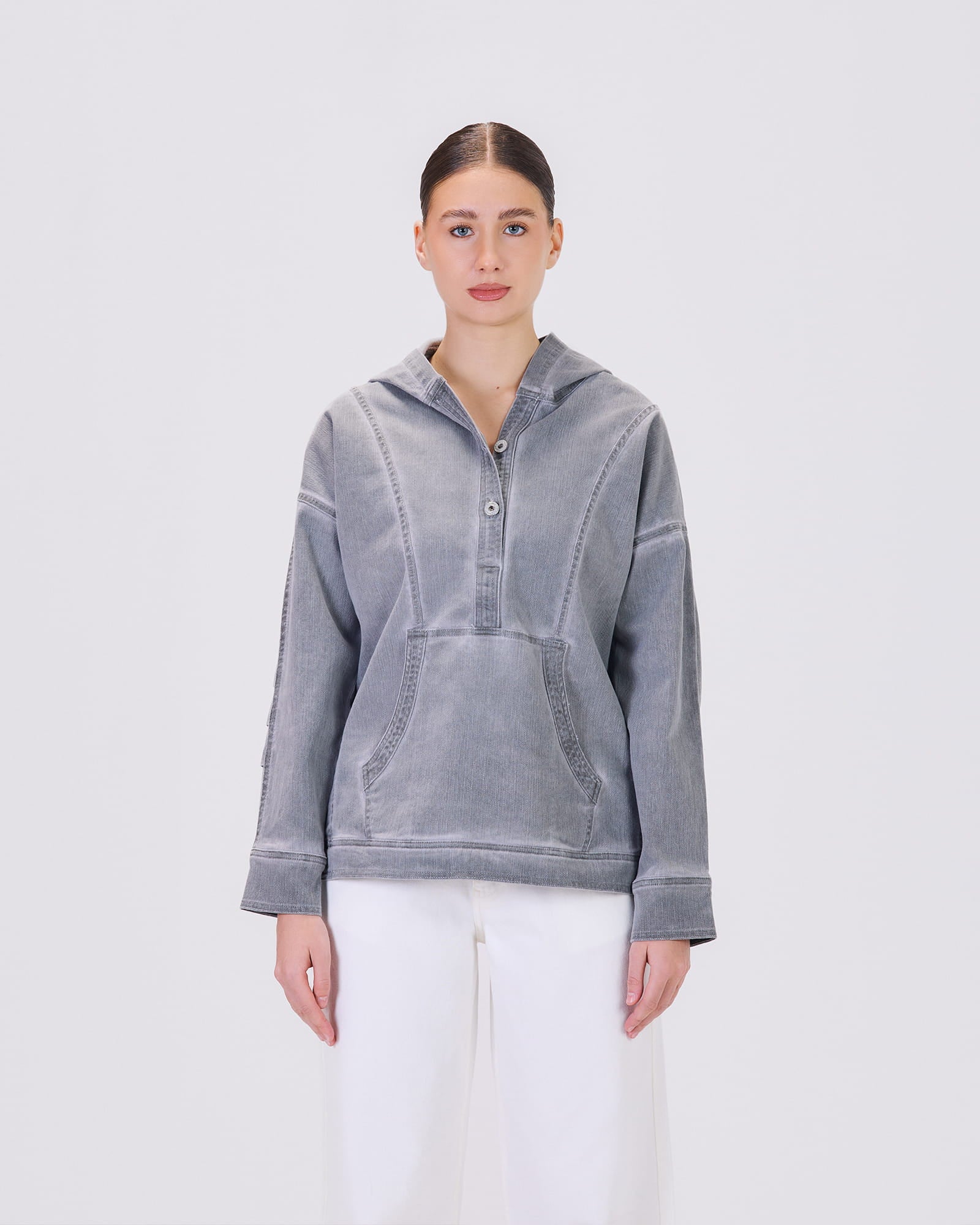 SIA HOODIE DENIM LOOK GRAY