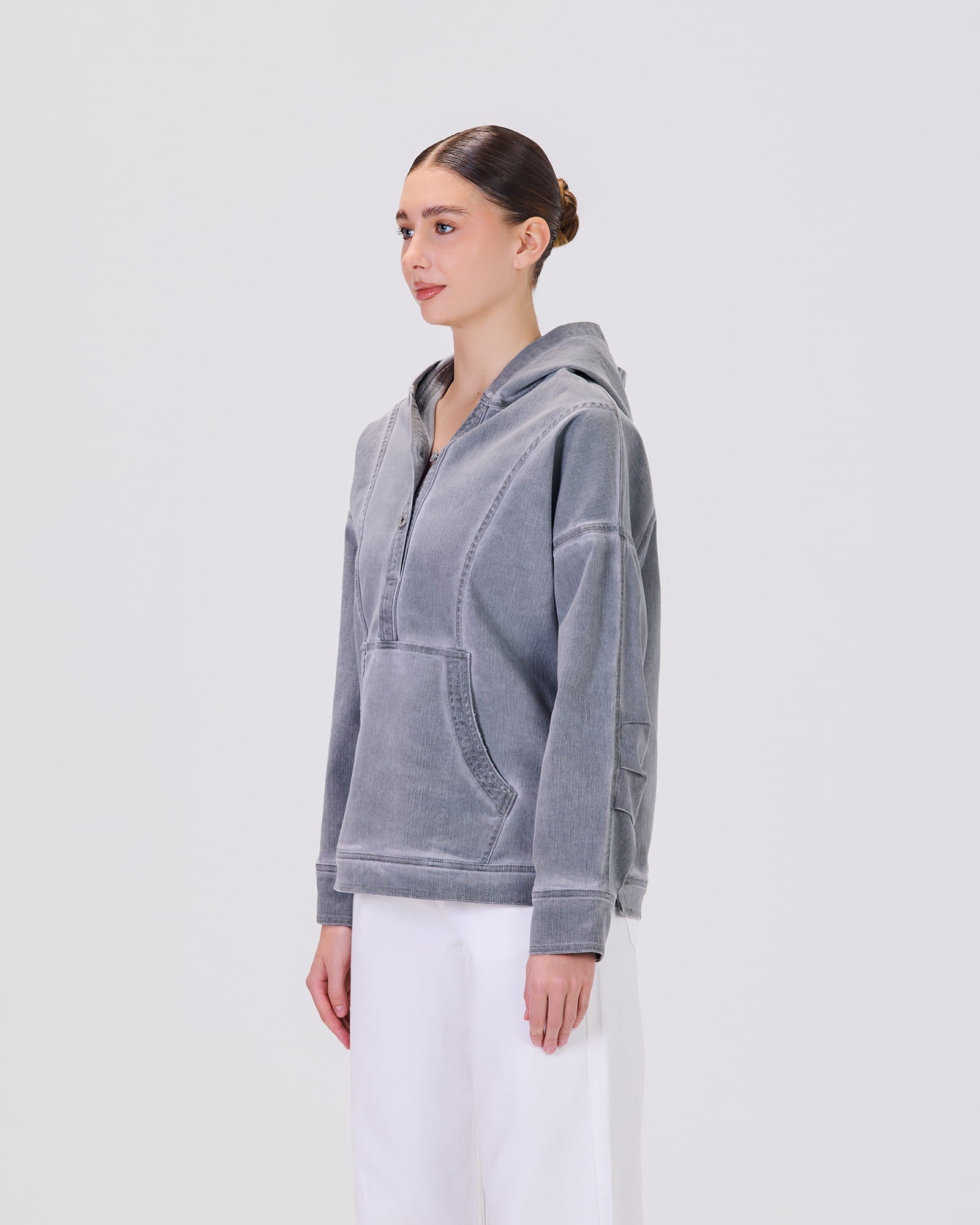 SIA HOODIE DENIM LOOK GRAY