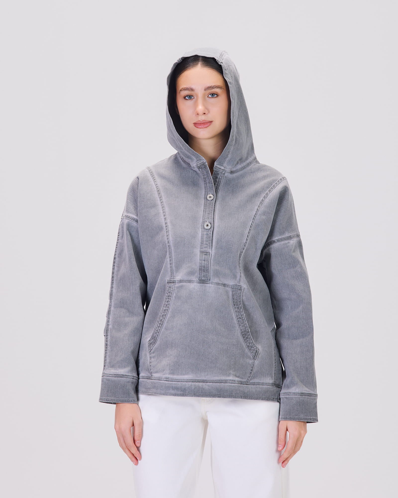 SIA HOODIE DENIM LOOK GRAY
