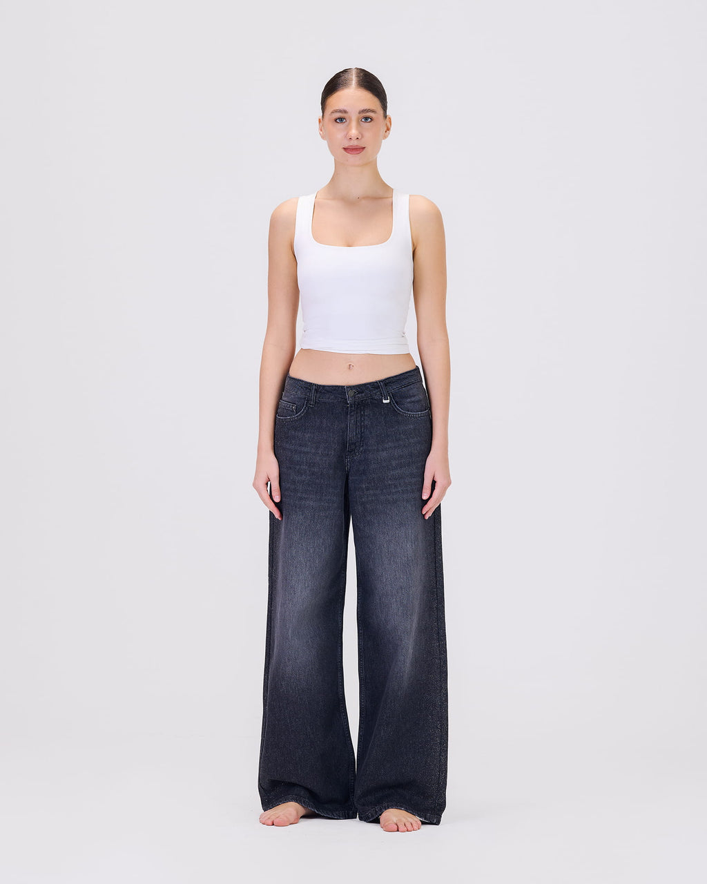 EVA - EXTRA LOOSE DENIM - LOW RISE - BAGGY FIT Glitter DBL