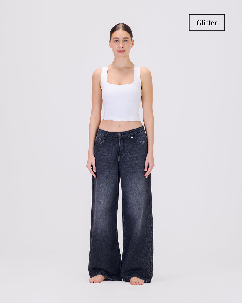 EVA - EXTRA LOOSE DENIM - LOW RISE - BAGGY FIT Glitter DBL