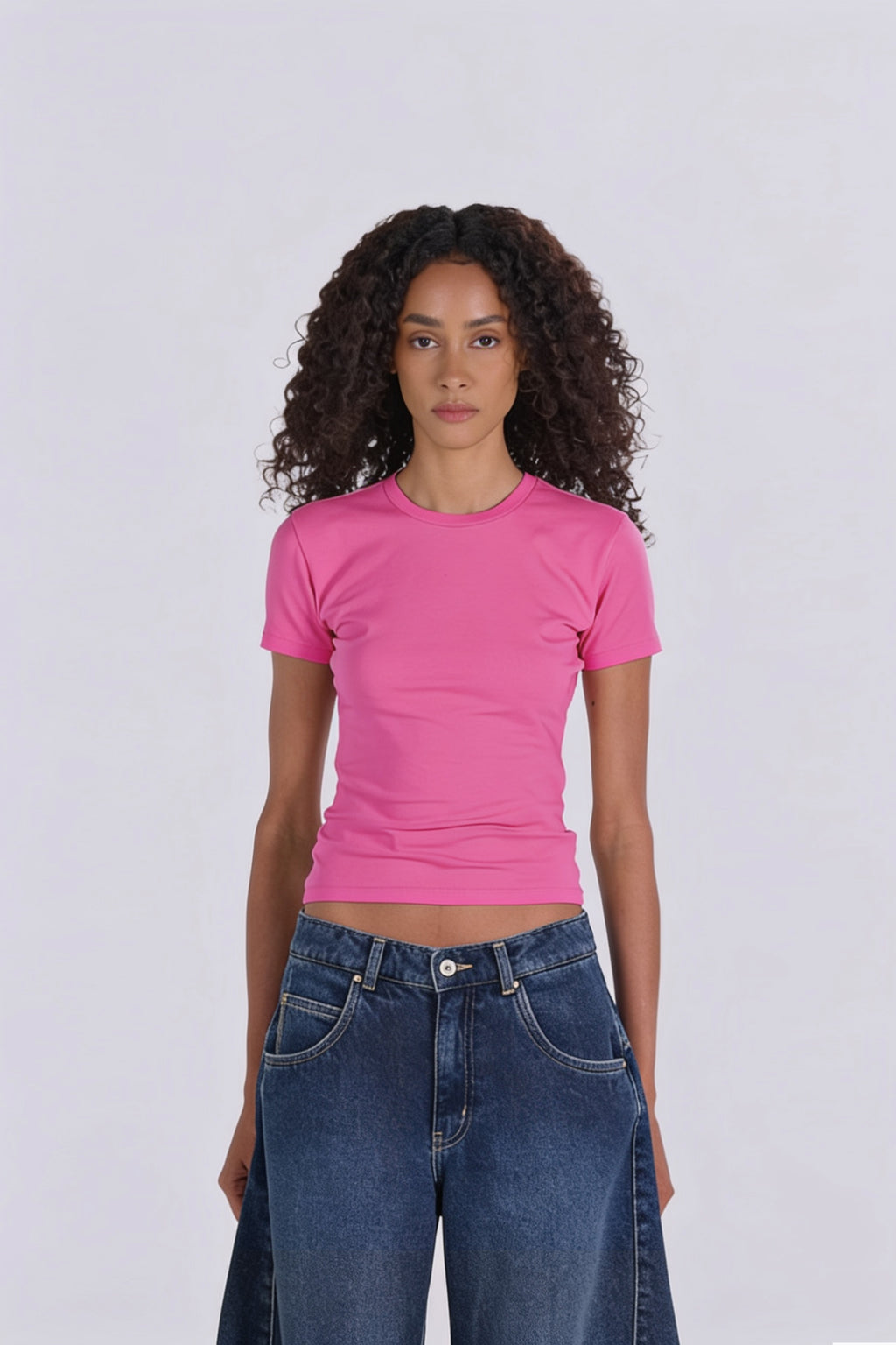 SHORT SLEEVE ROUND NECK T-SHIRT PINK