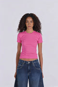 SHORT SLEEVE ROUND NECK T-SHIRT PINK