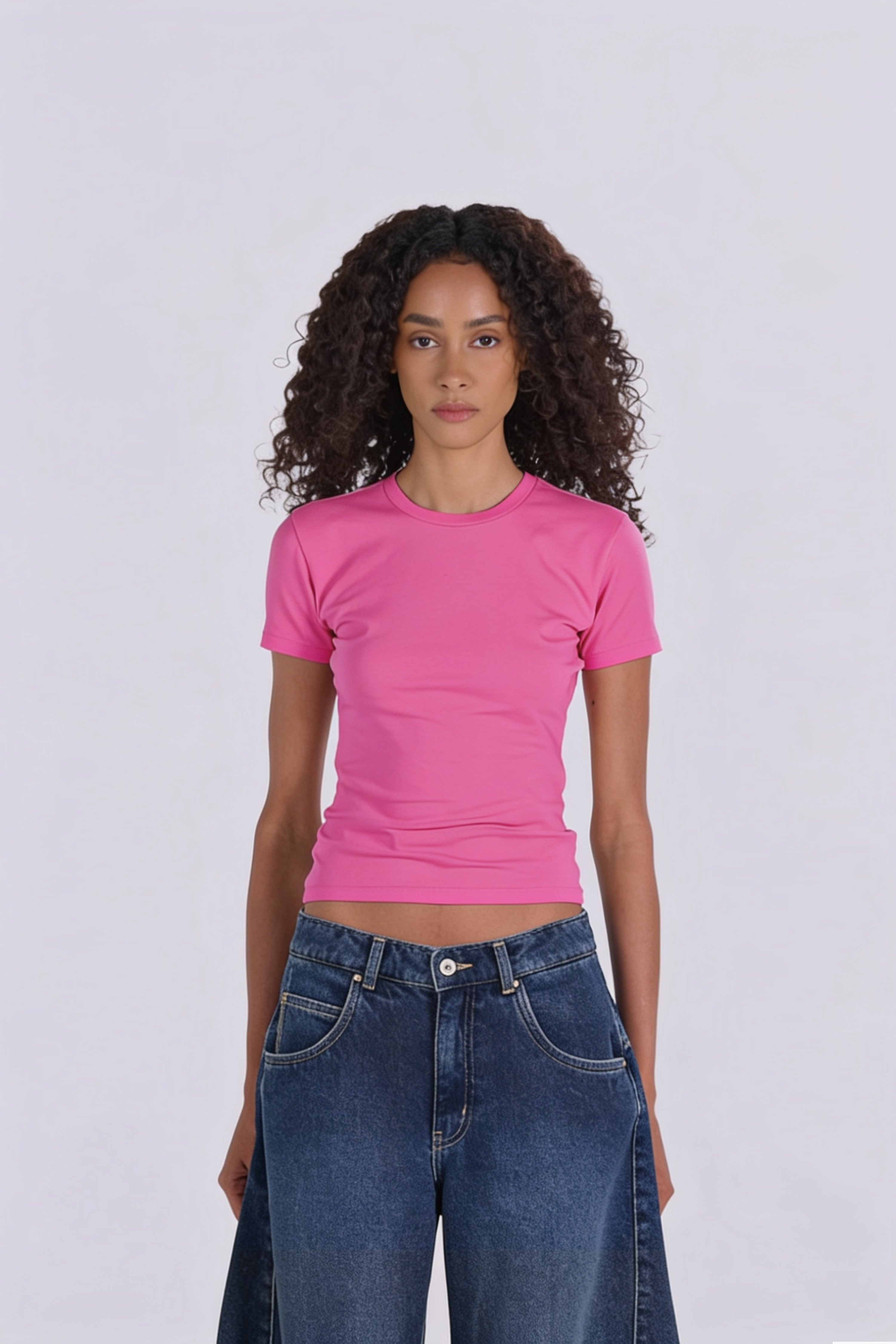 SHORT SLEEVE ROUND NECK T-SHIRT PINK