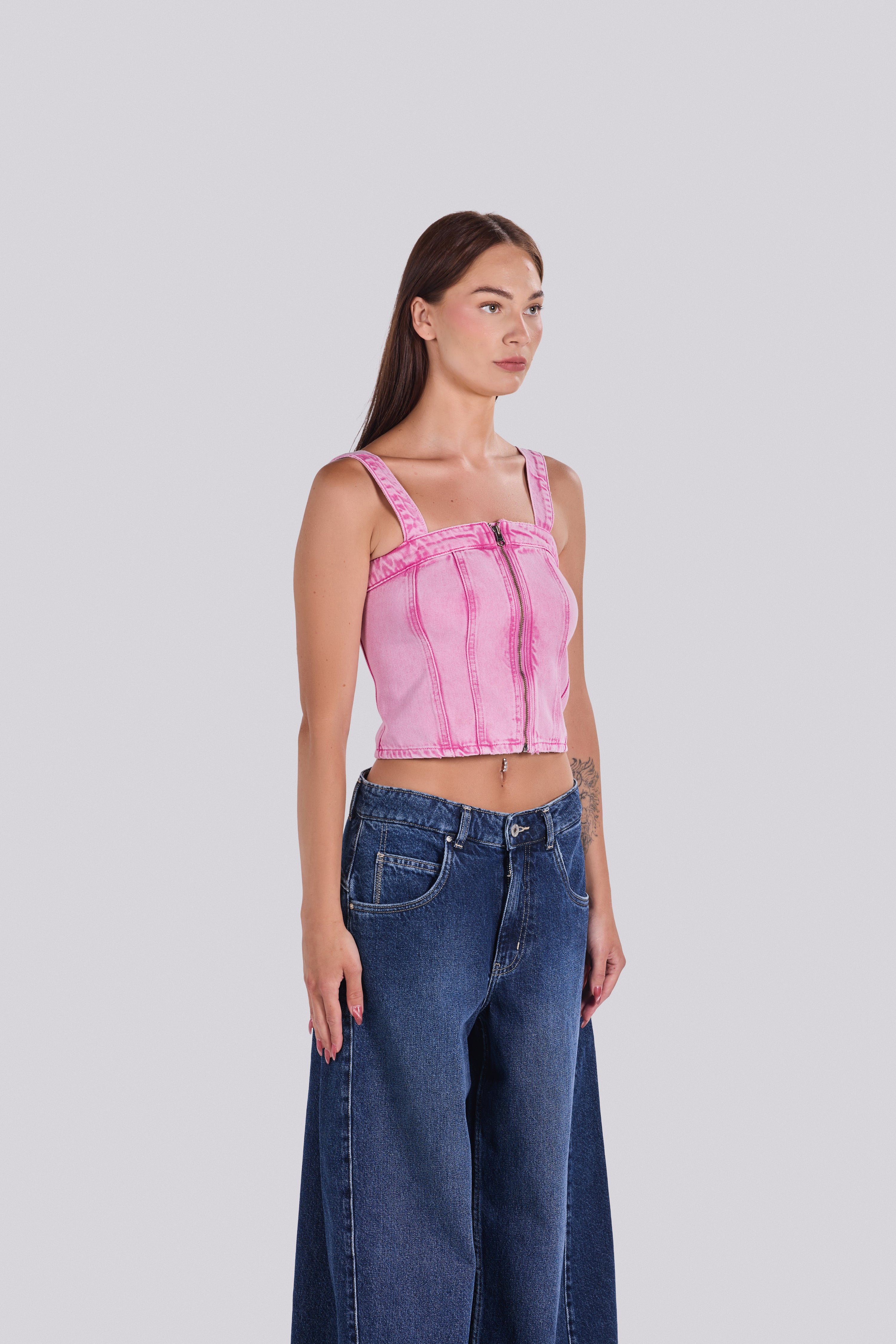 VERA DENIM TOP ROSE