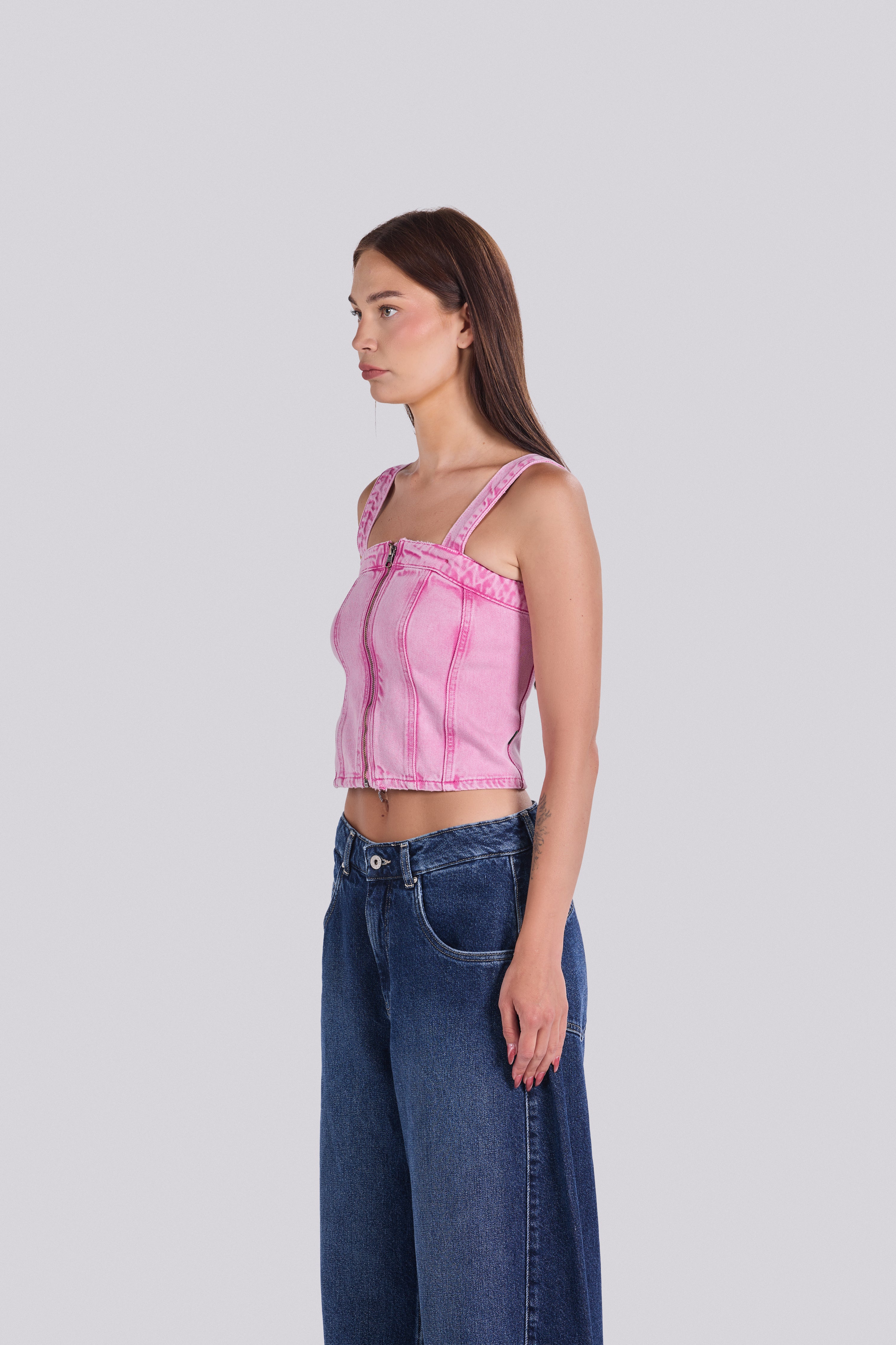 VERA DENIM TOP ROSE