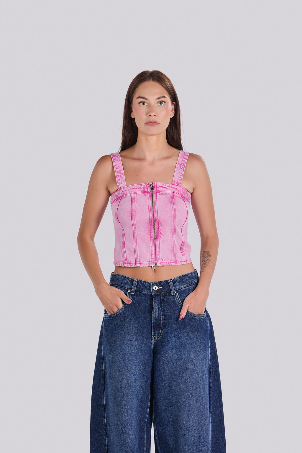 VERA DENIM TOP ROSE