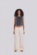 ROSE EMBROIDERED DENIM VEST DGR