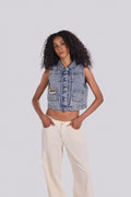 ROSE EMBROIDERED DENIM VEST ODP