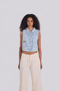 ROSE EMBROIDERED DENIM VEST D3