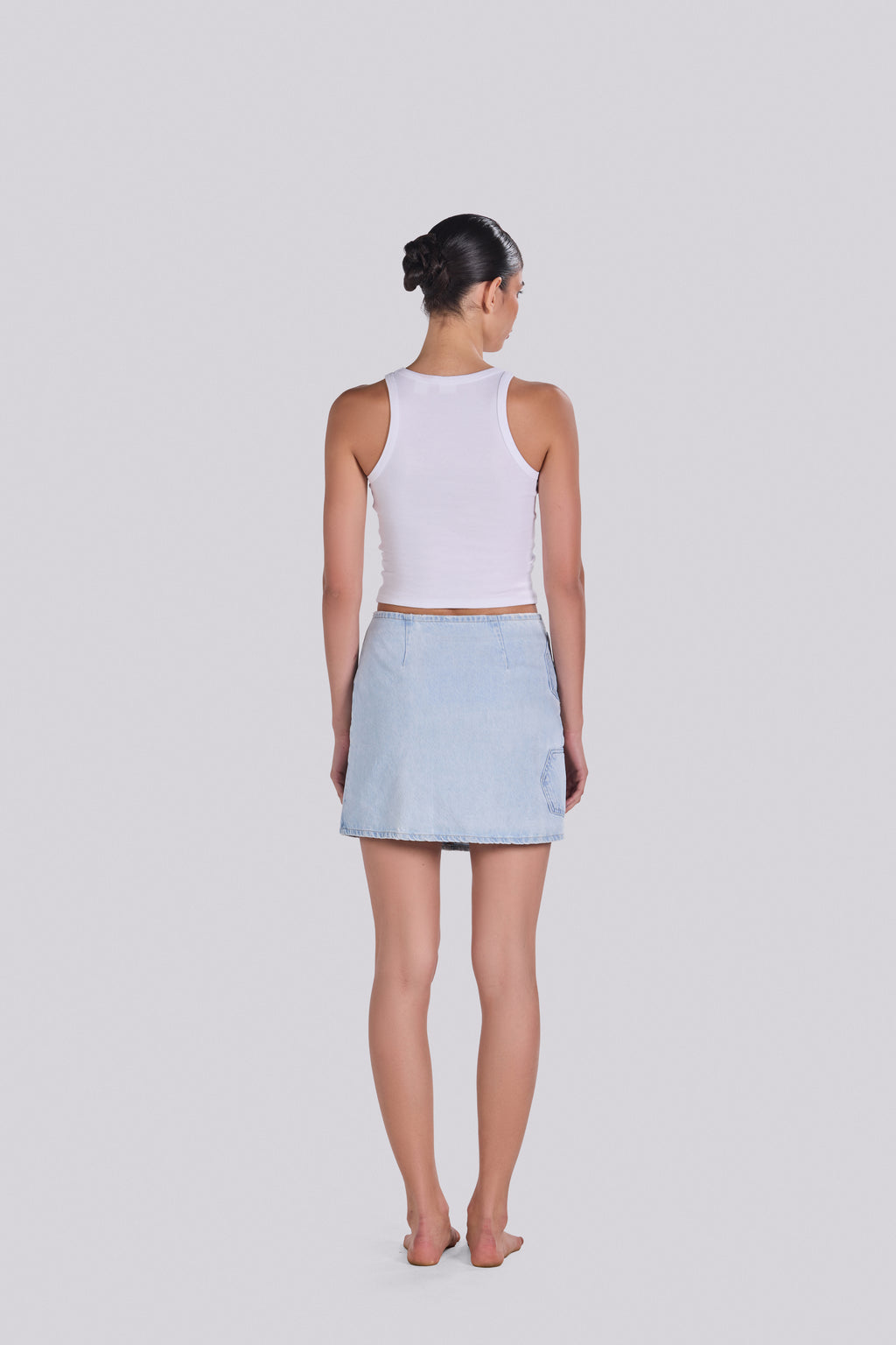 LUCA WRAP DENIM MINI SKIRT DE-O22