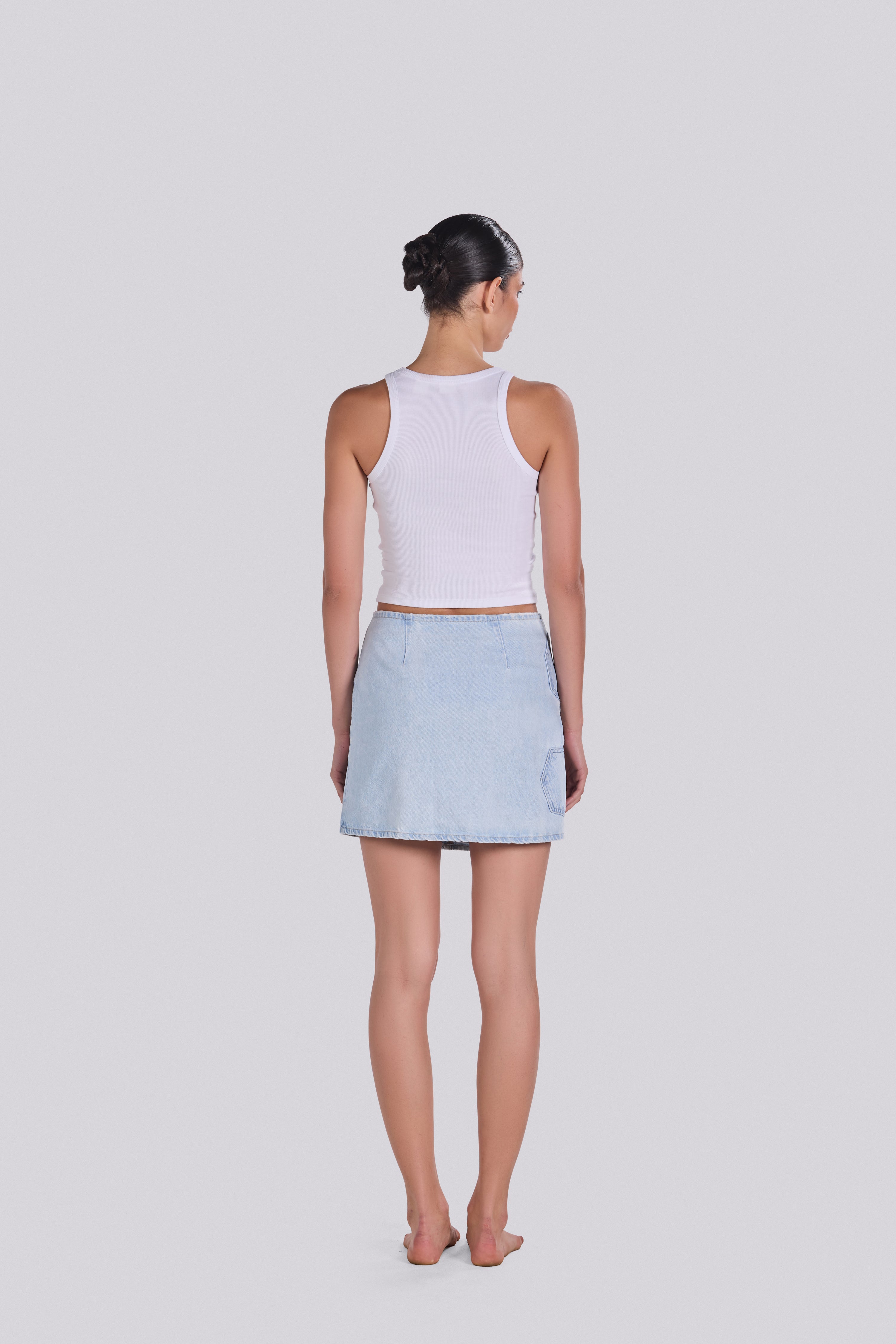 LUCA WRAP DENIM MINI SKIRT DE-O22