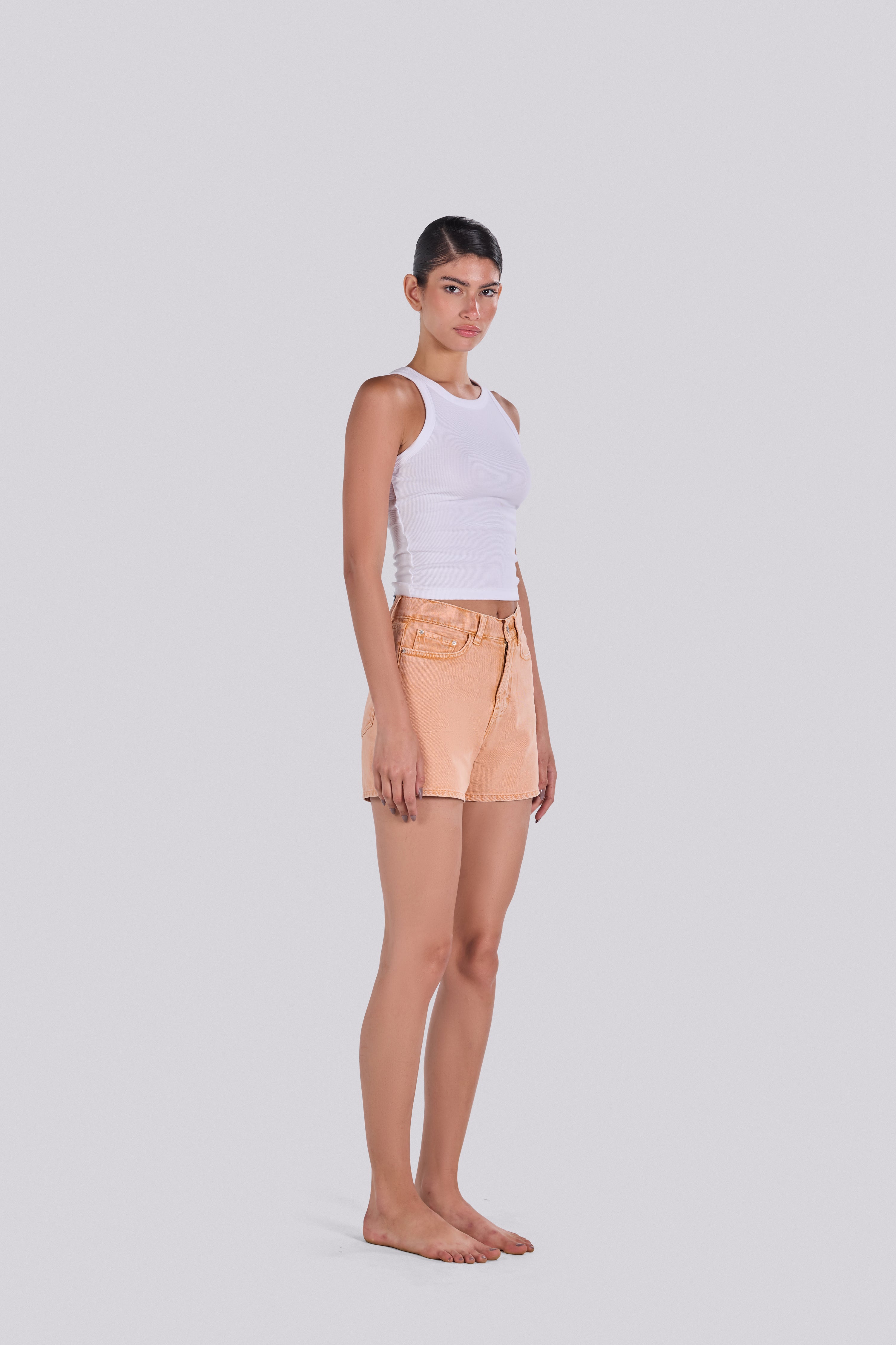 KIM DENIM SHORT PEACH