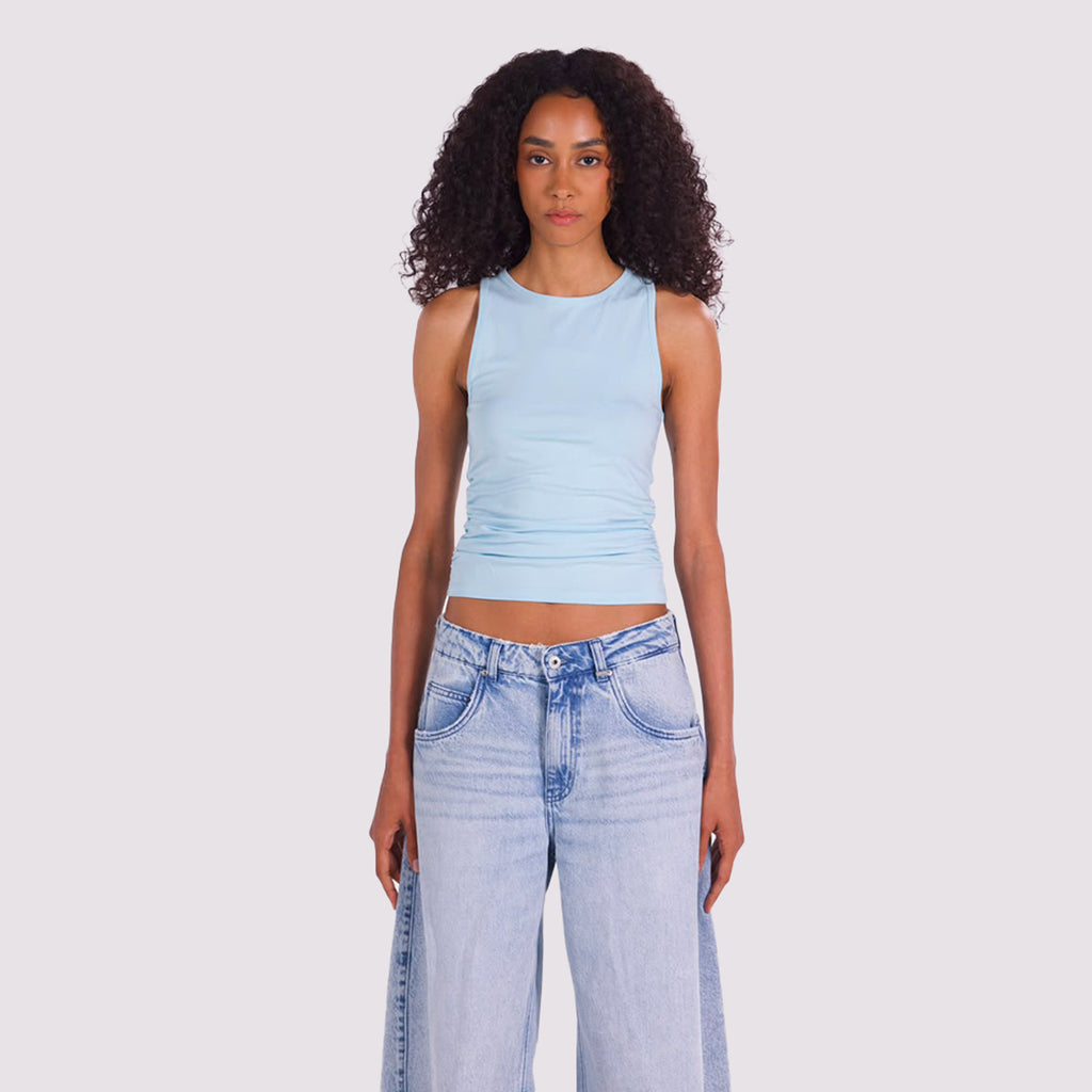 BASIC RUCHED TOP Baby Blue