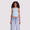 BASIC RUCHED TOP Baby Blue