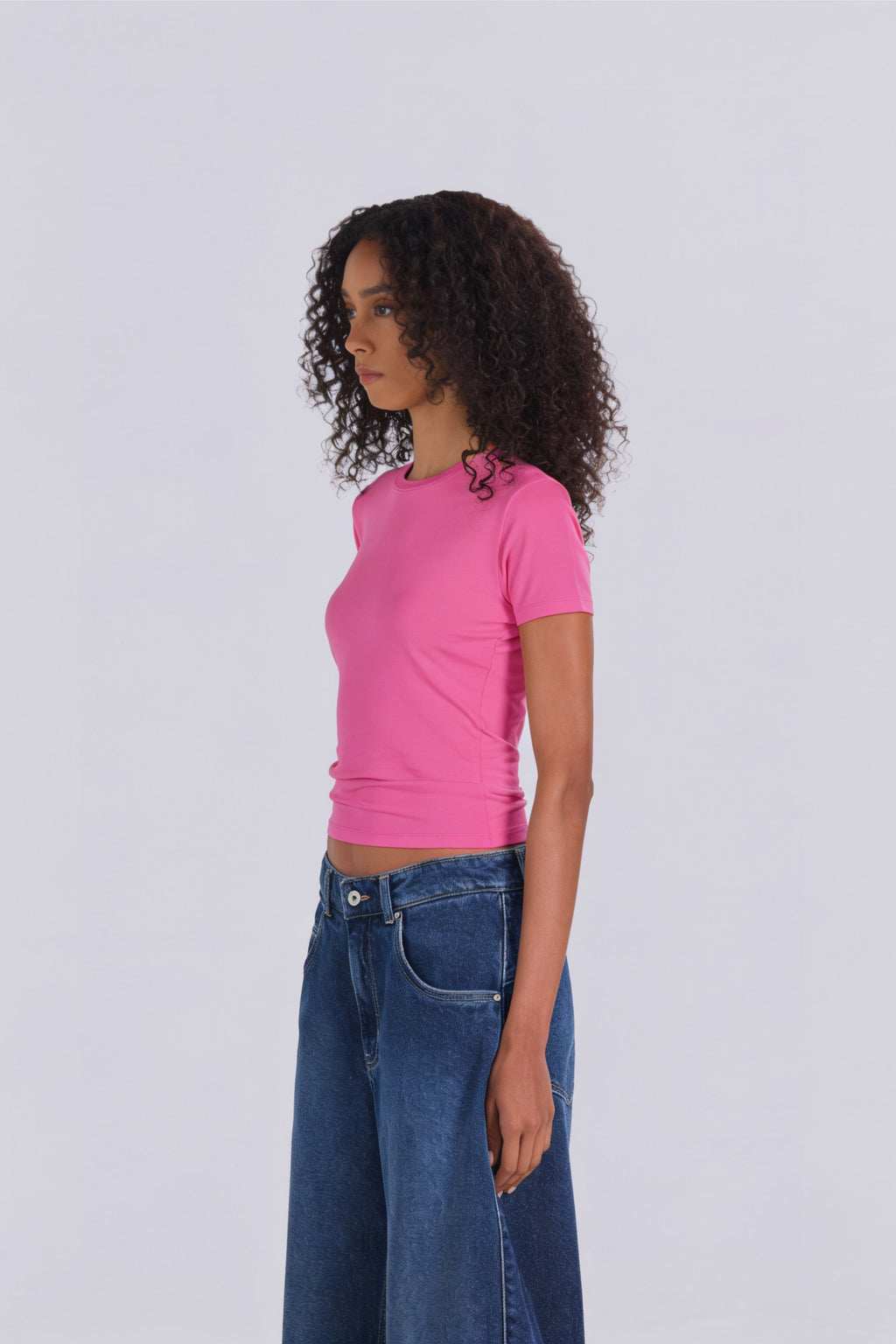 SHORT SLEEVE ROUND NECK T-SHIRT PINK