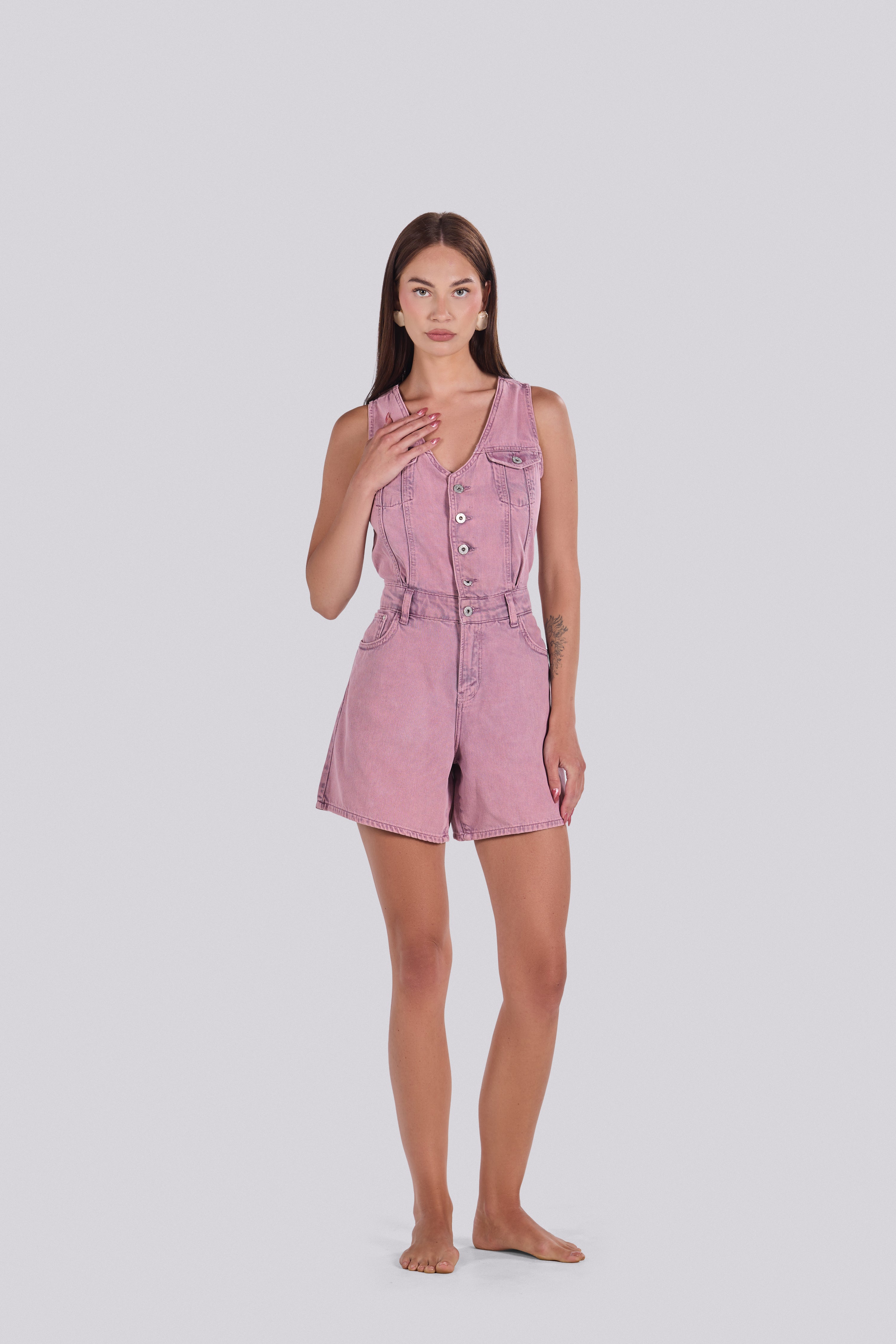 BARI DENIM ROMPER PURPLE