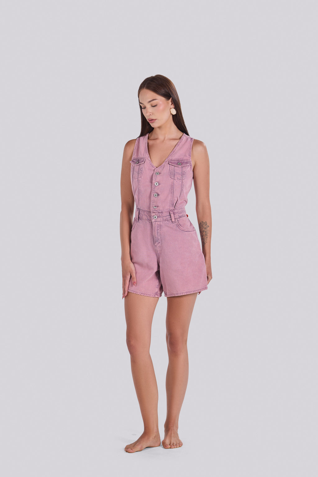 BARI DENIM ROMPER PURPLE