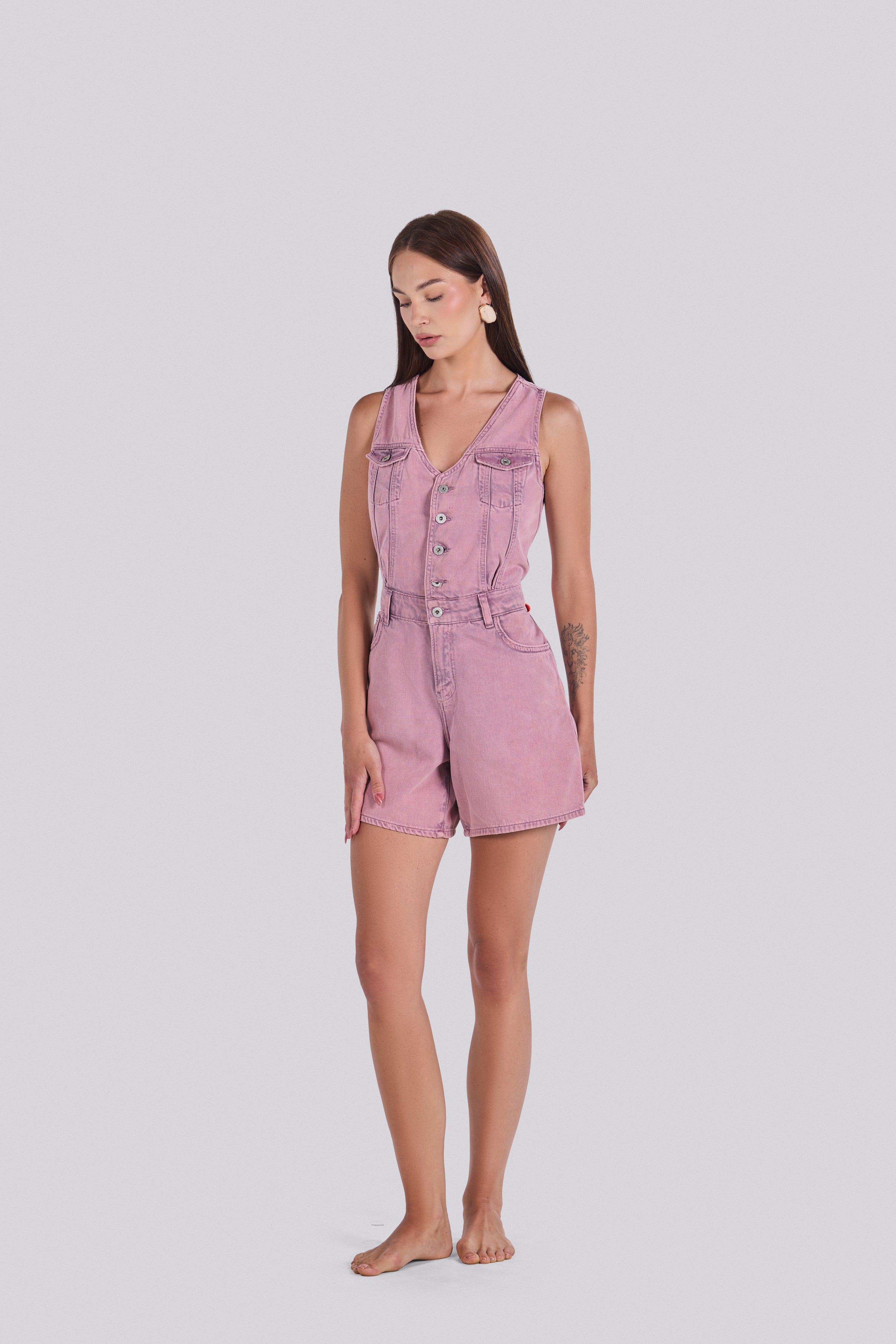 BARI DENIM ROMPER PURPLE