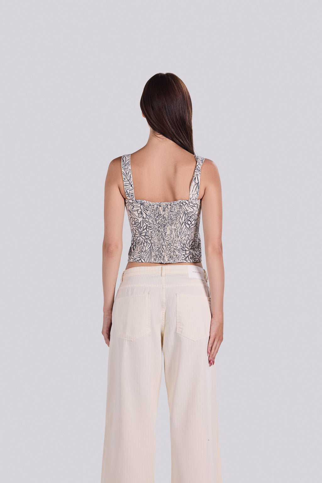 VERA DENIM TOP FLORAL