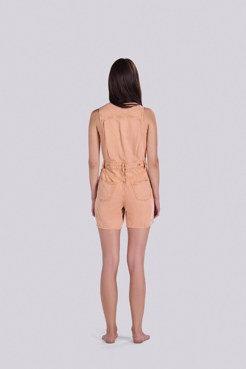 BARI DENIM ROMPER PEACH